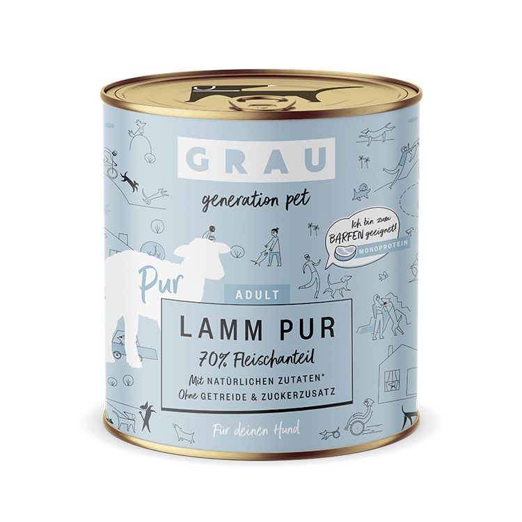 Grau Hund Lamm Pur 6x800 g Futter