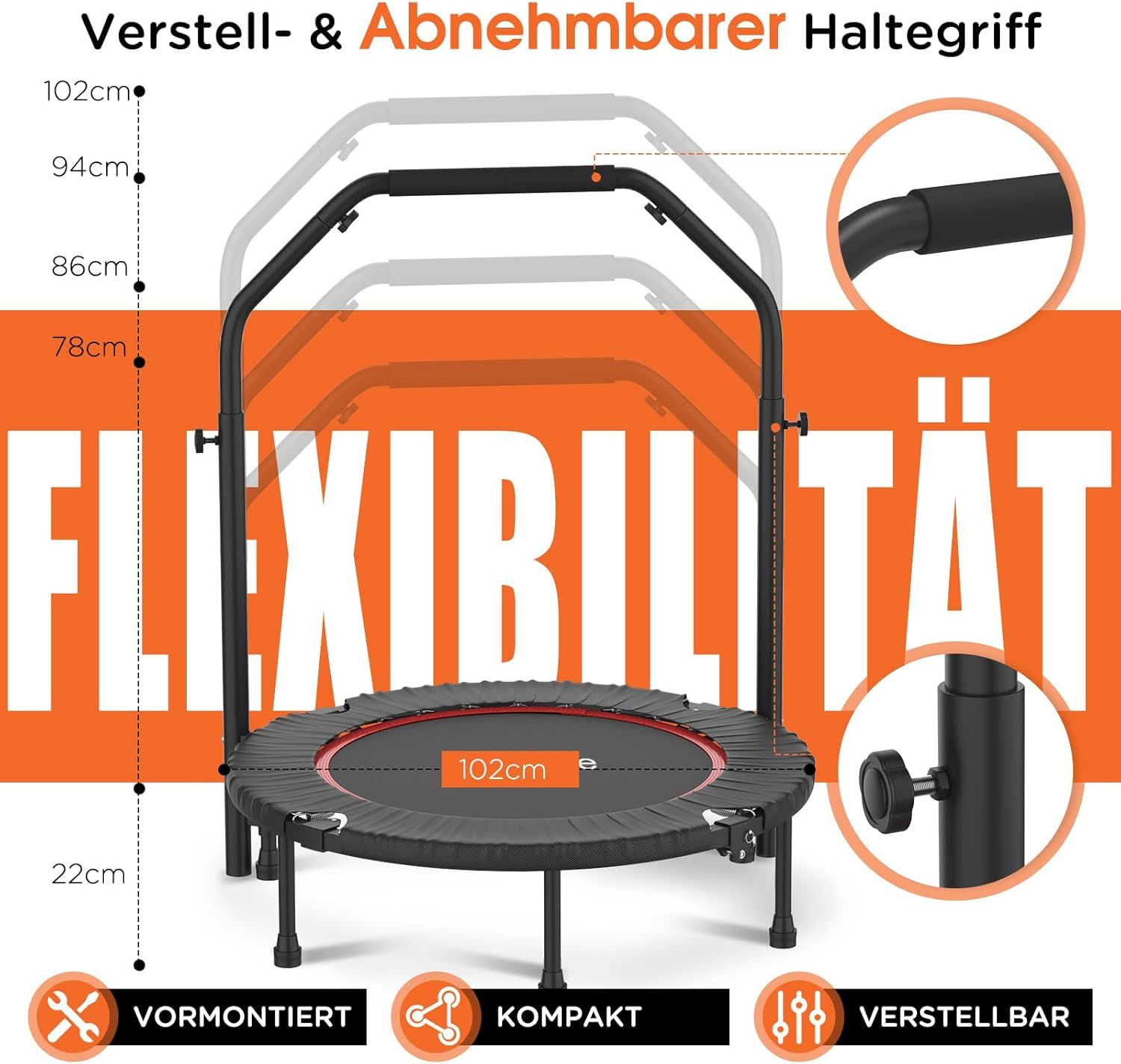 DH FitLife klappbar Fitness Trampolin