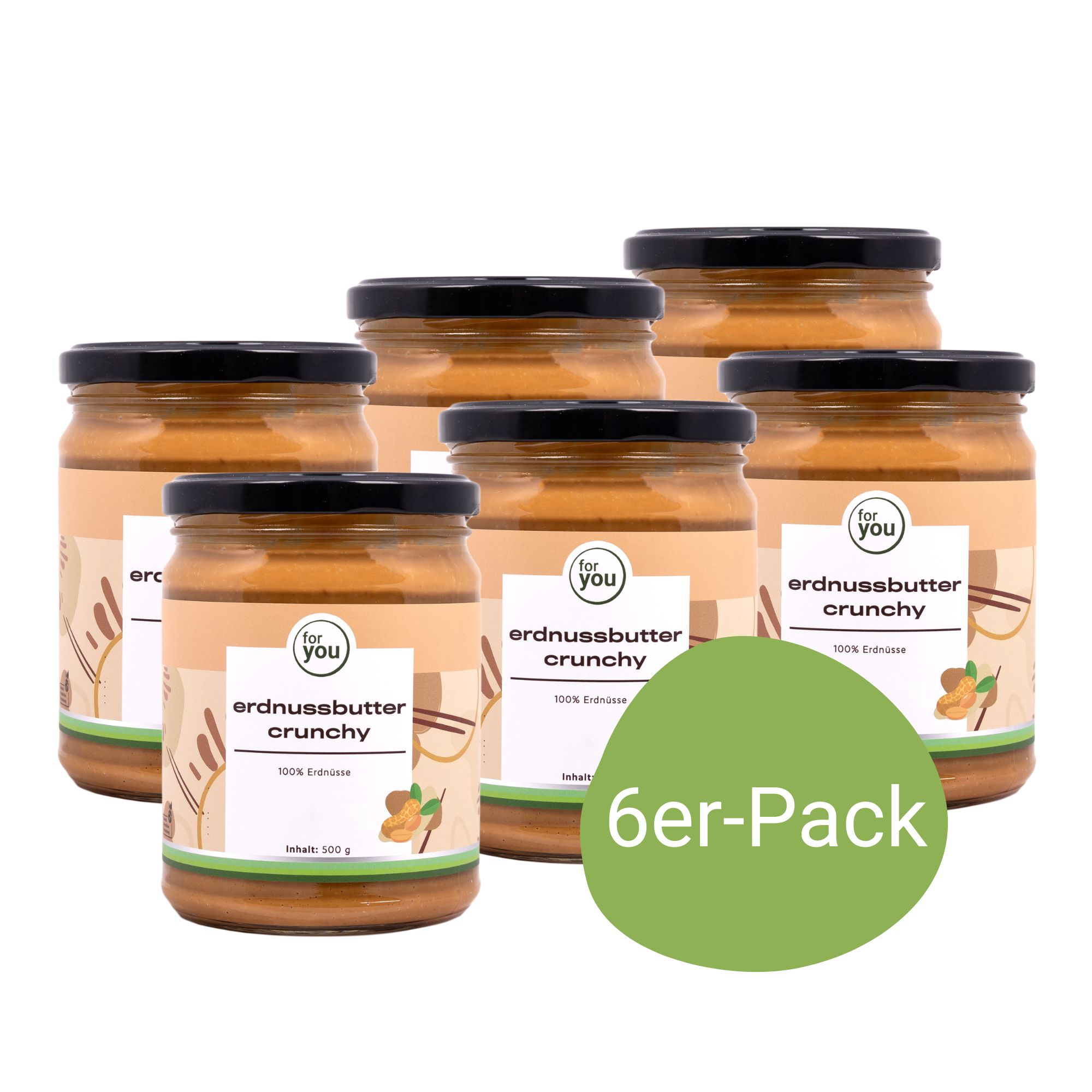 for you Erdnussbutter Sechserpack Crunchy 3000 g Brotaufstrich