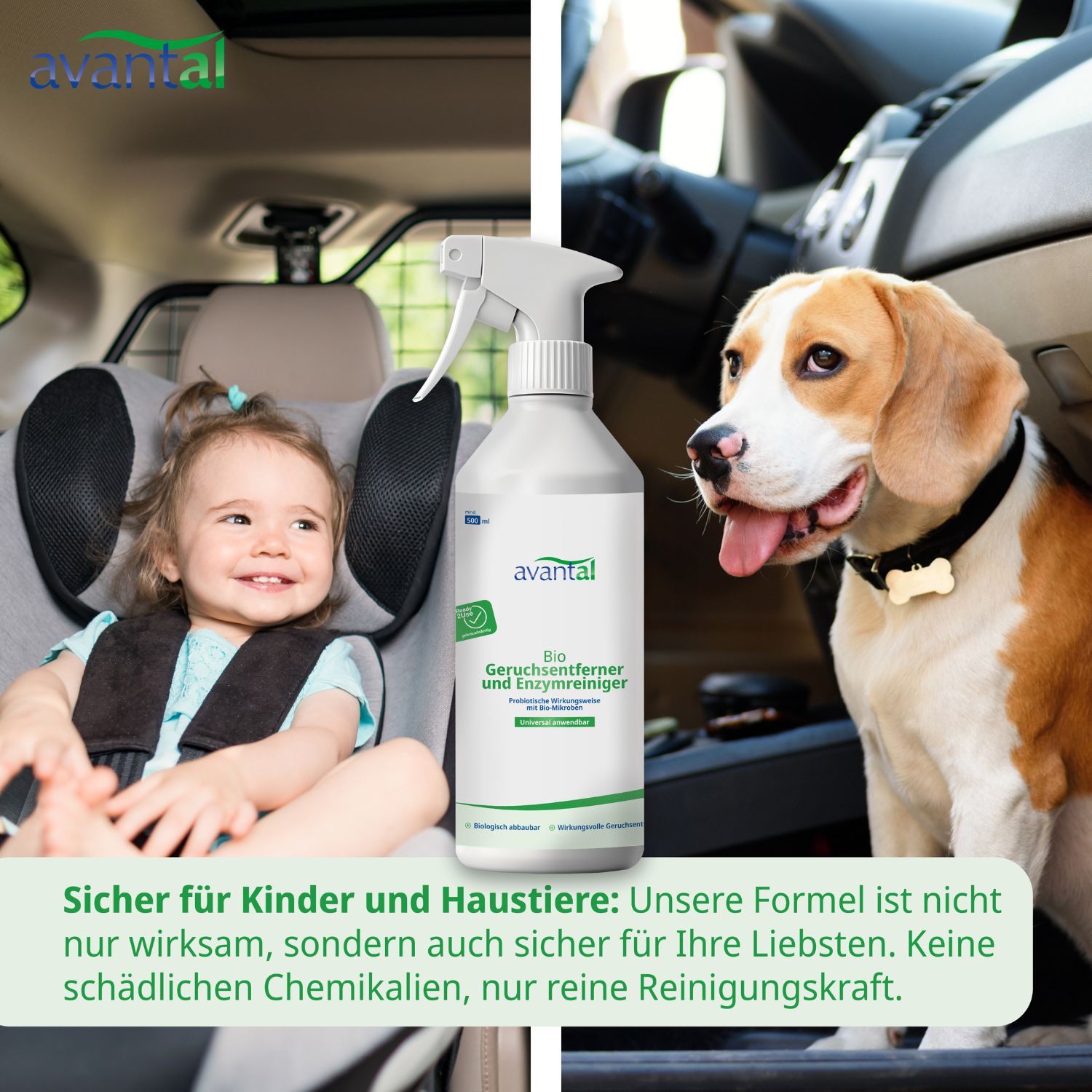 avantal® Geruchsneutralisierer & Enzymreiniger Sprühflasche