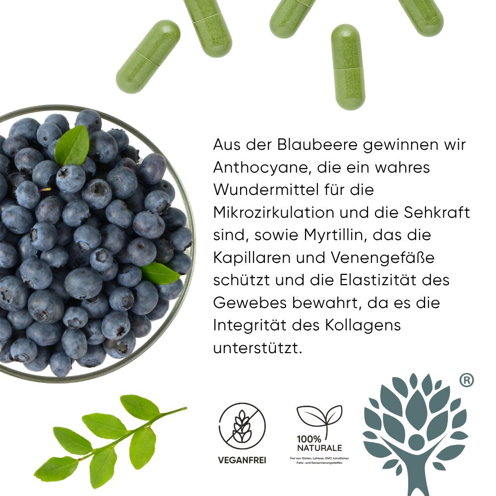 Frau hält eine Flasche RedMoringa MICROCIRCOLO. Text über pflanzliche Kapseln und leichte Füße.
