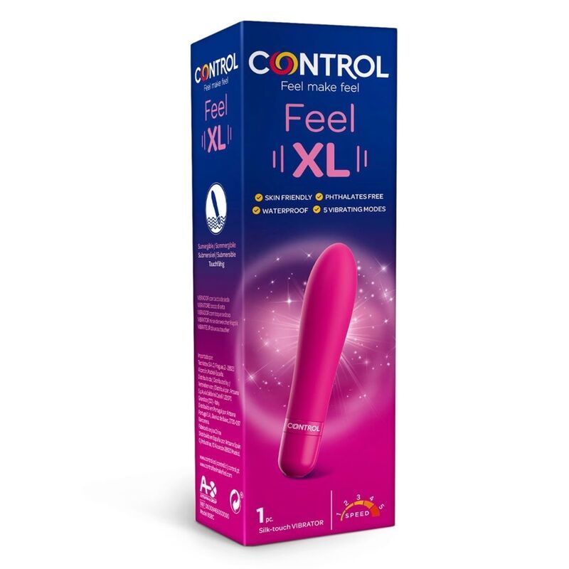 Verpackung mit pinkem Vibrator, Marke Control, Feel XL.
