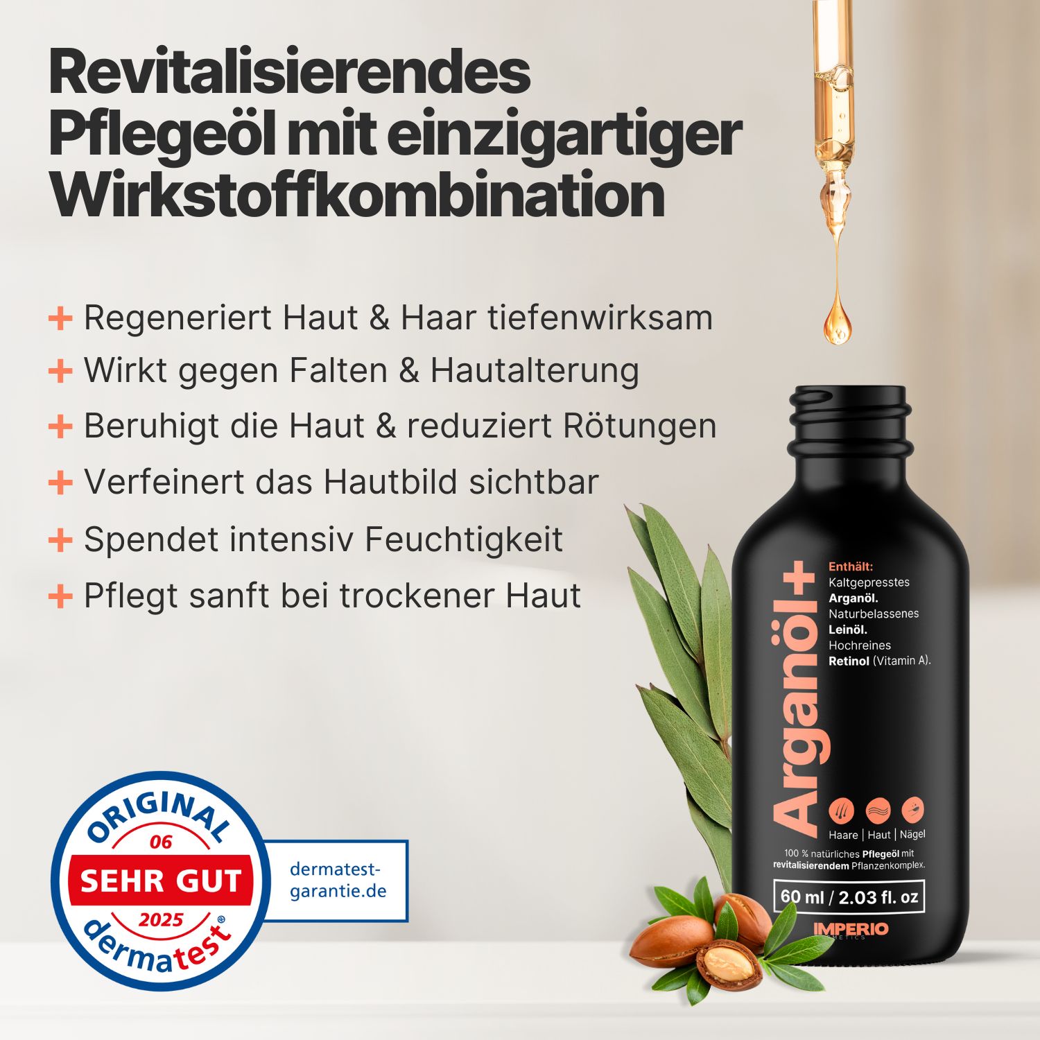 IMPERIO® Arganöl revitalisierendes Pflegeöl für Haut, Haare & Nägel