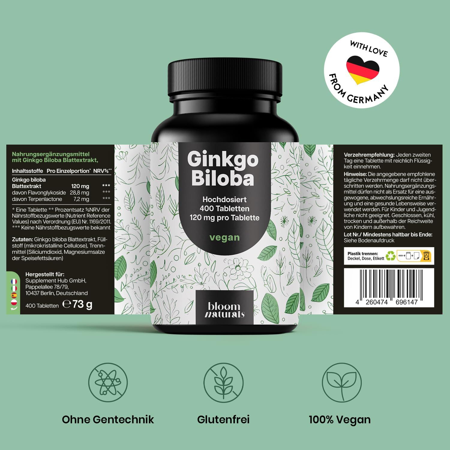 Bloom Naturals Ginkgo Biloba Tabletten