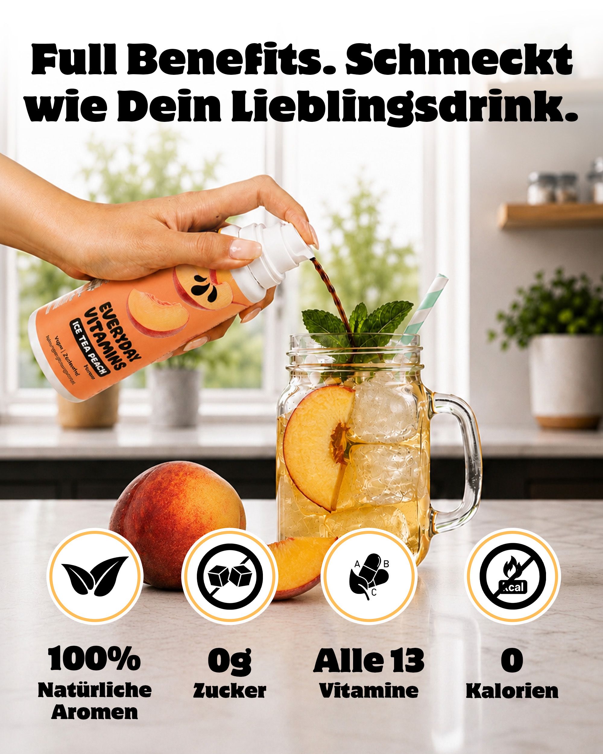 LiqVits Everyday Vitamins x Ice Tea Peach (All-In-One mit 13 Vitaminen: Vitamin C und B-Komplex)