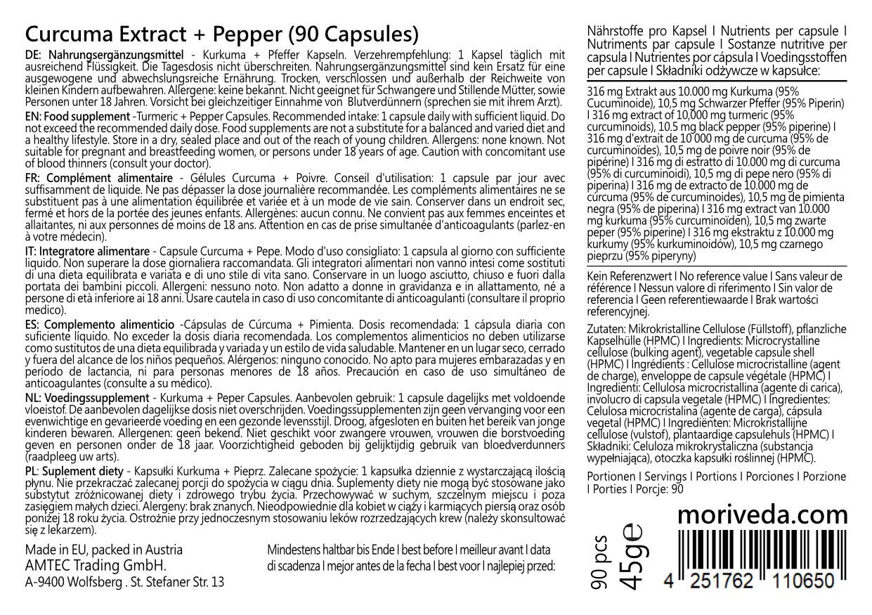 Rückseite der Verpackung. Text in mehreren Sprachen. Enthält Informationen zu Inhaltsstoffen und Nährwerten. Barcode.