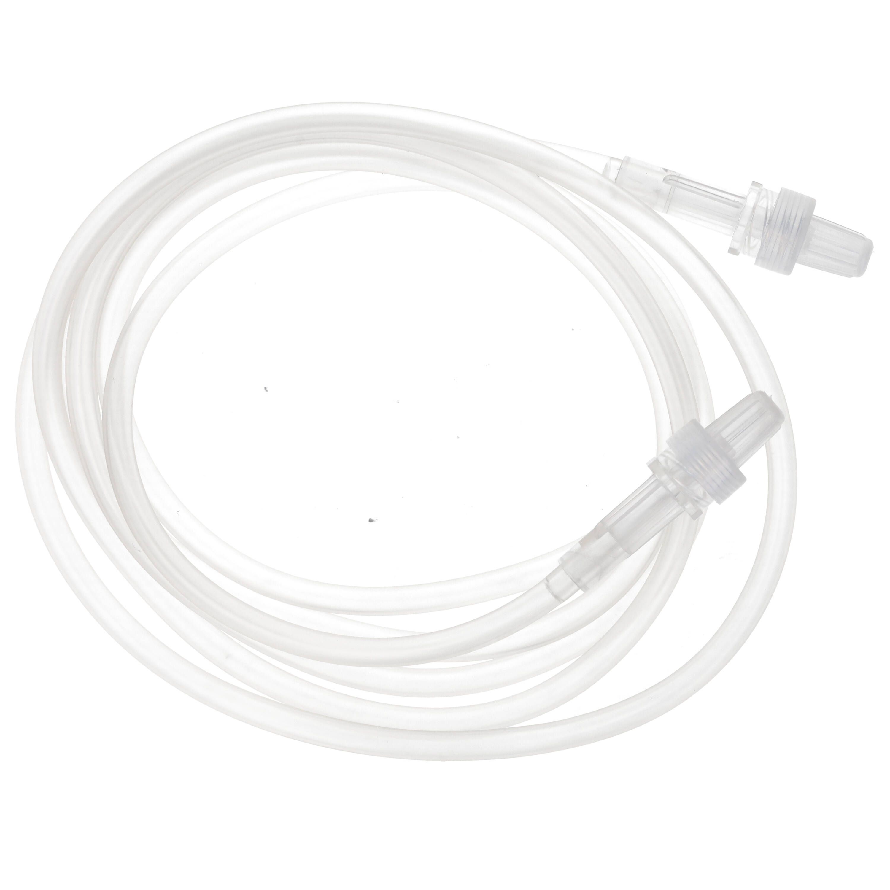 Transparente Verlängerungsleitung mit zwei Anschlüssen. Medizinprodukt.