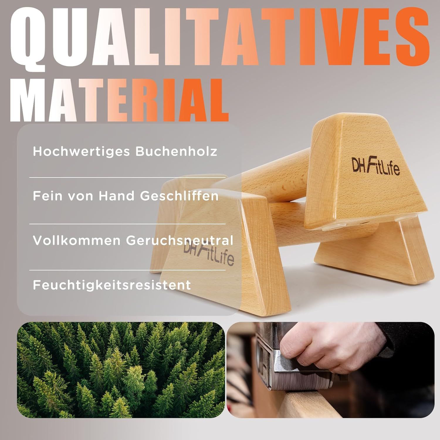 DH FitLife Liegestützgriffe aus Holz