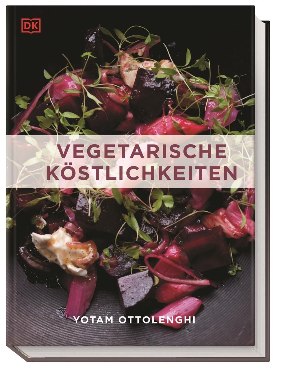Buchcover mit dem Titel "Vegetarische Köstlichkeiten" von Yotam Ottolenghi. Auf dem Cover ein Gericht mit Gemüse.