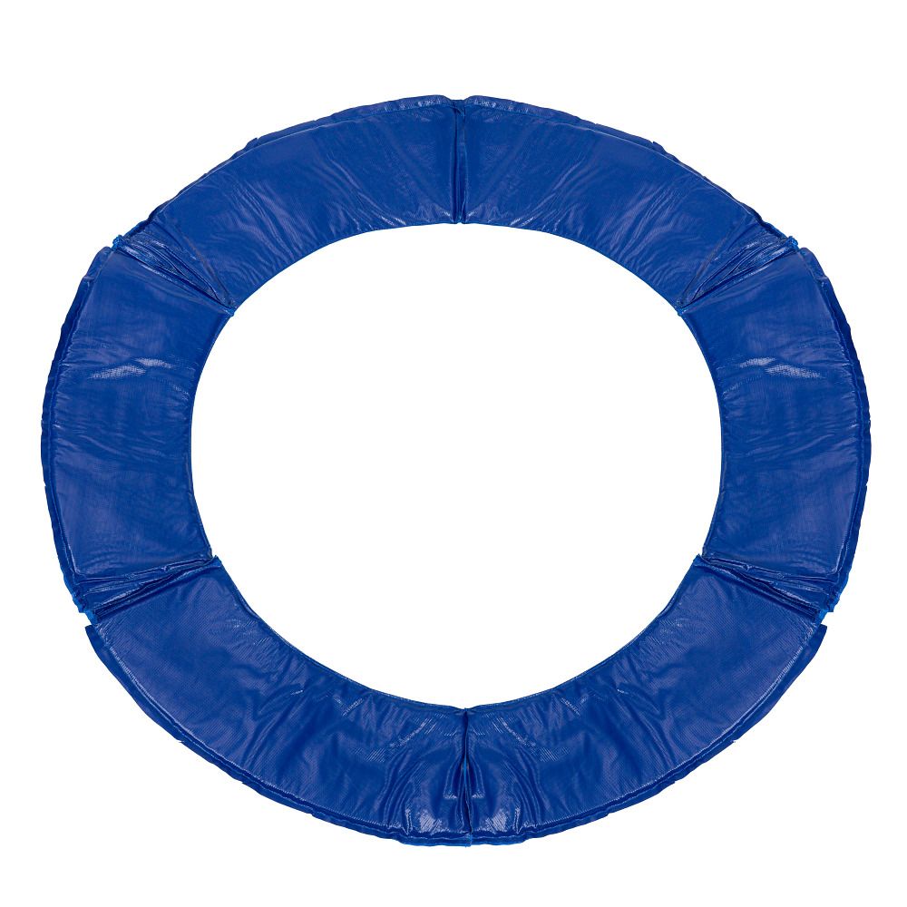 Blaue Trampolin-Randabdeckung, kreisförmig angeordnet. Gepolstertes Material. Draufsicht.