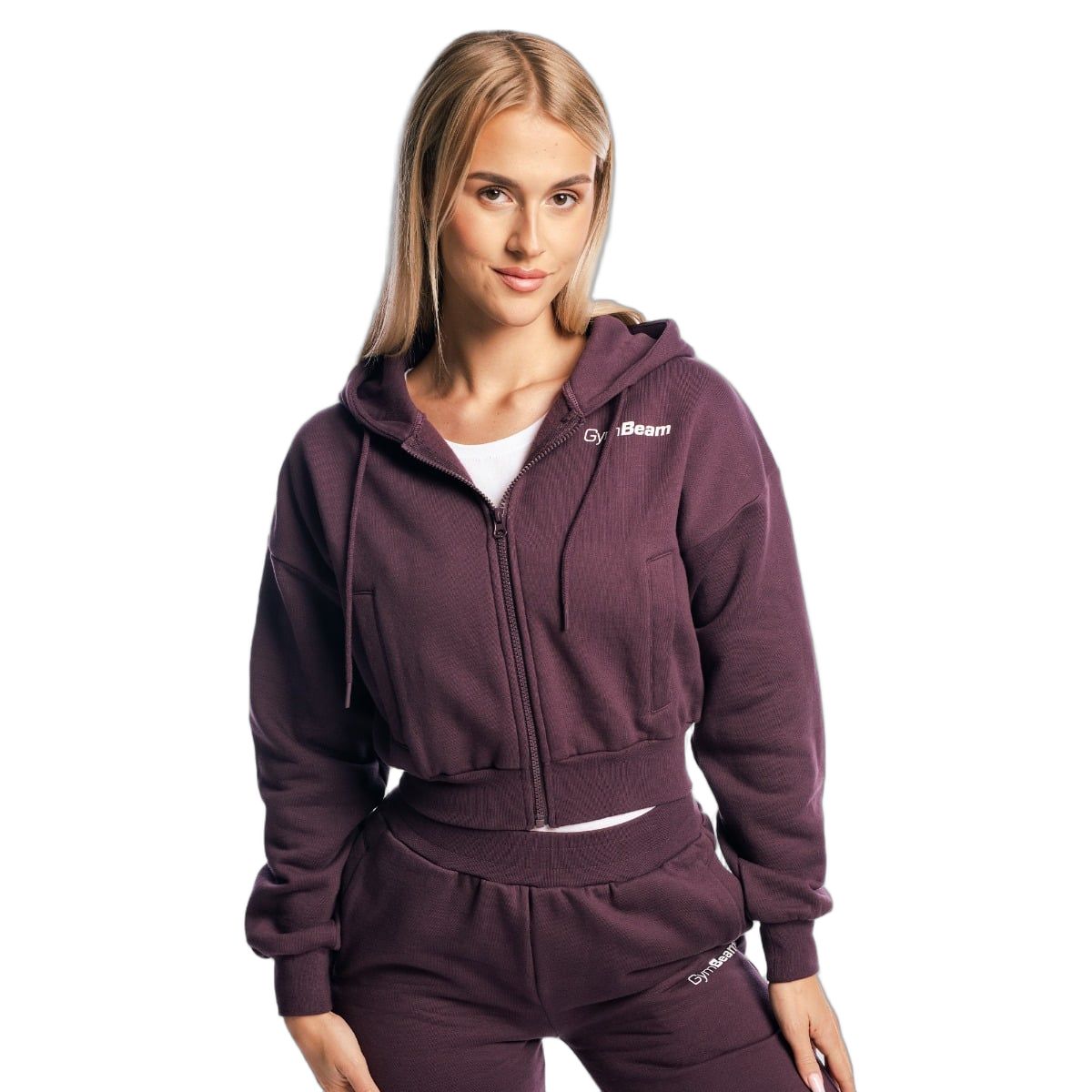 GymBeam Damen Hoodie cropped mit Reißverschluss und Taschen Eclipse 1 St