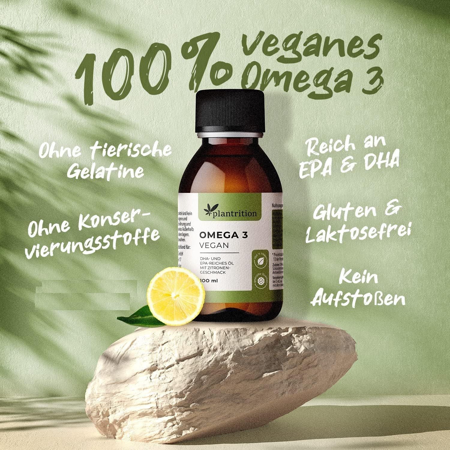 plantrition Omega 3 Vegan Algenöl pflanzliche alternative zu Fischöl 100 ml Flüssigkeit