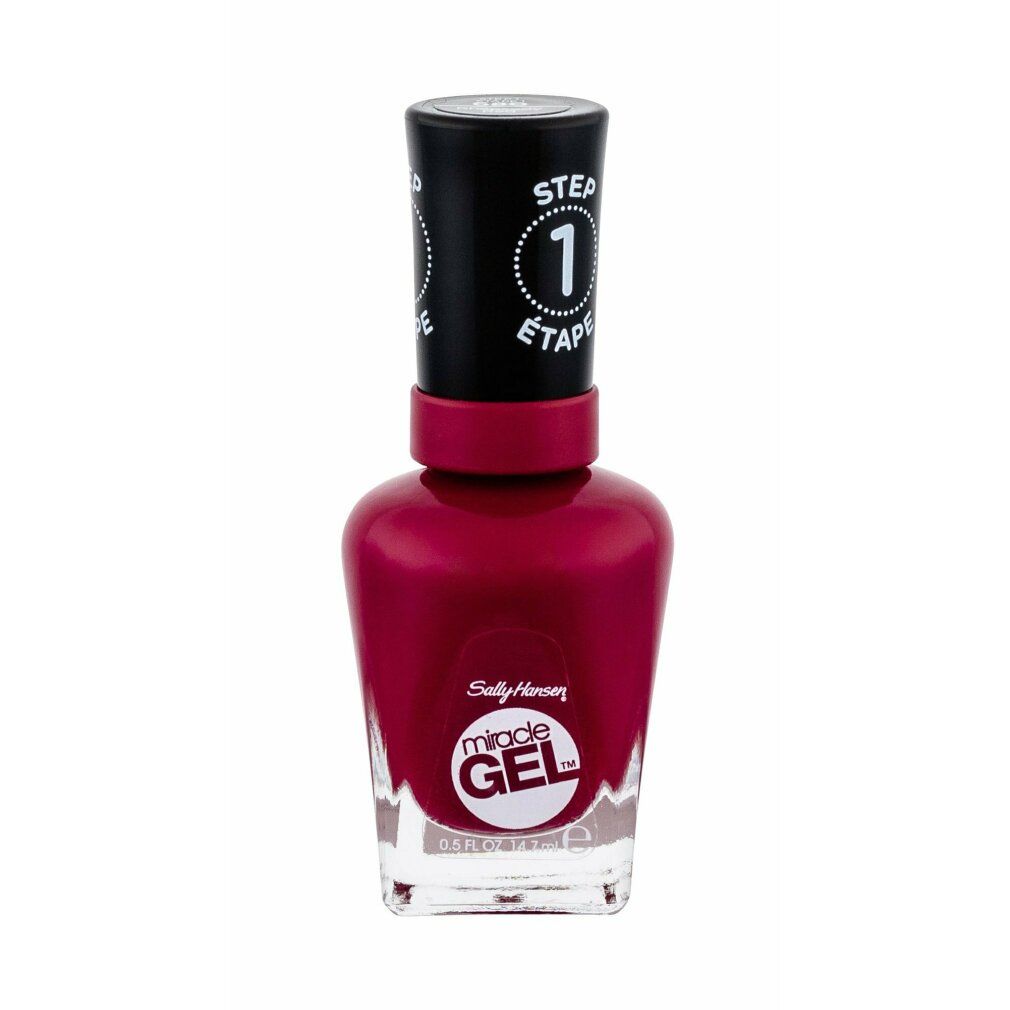 Nagellackflakon. Roter Lack. Schwarzer Deckel mit Aufschrift: Step 1, Etap 1.