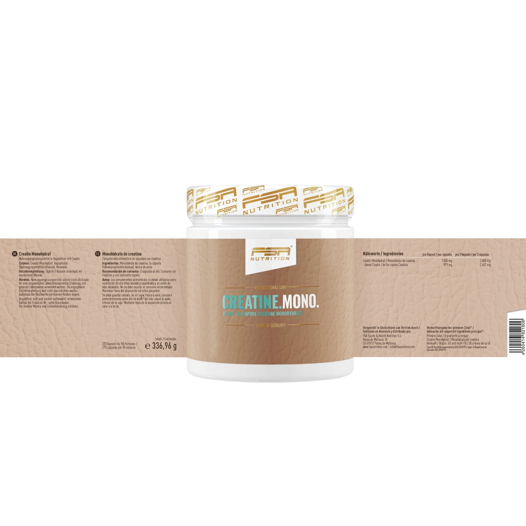 FSA NUTRITION Creatine Monohydrate 270 Kapseln