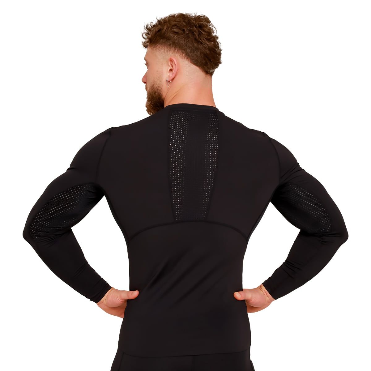 GymBeam T-Shirt Herren Slim Langarm Black High Kompression