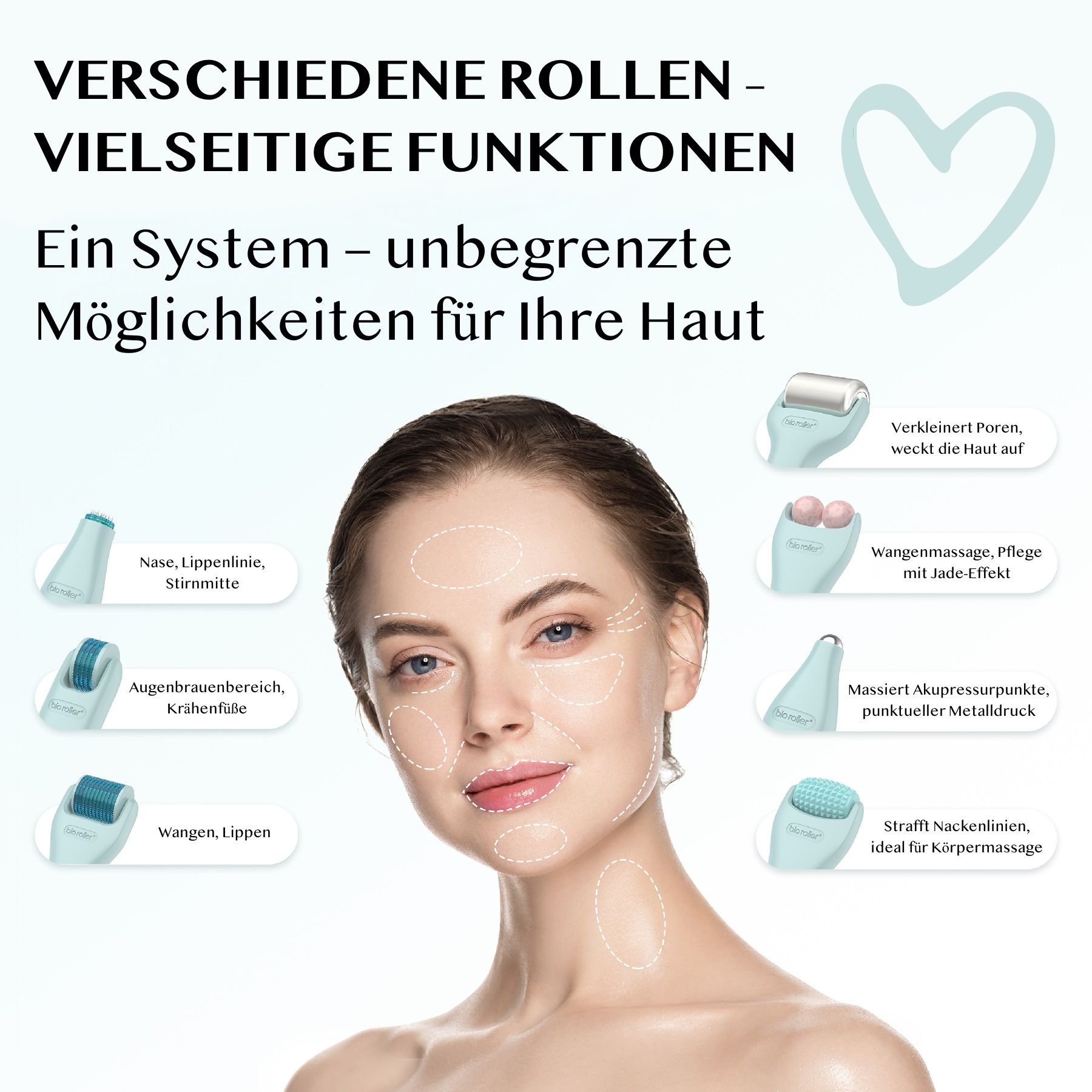 P-Beauty  Dermaroller Bio Roller G10 Microneedling für Hautpflege