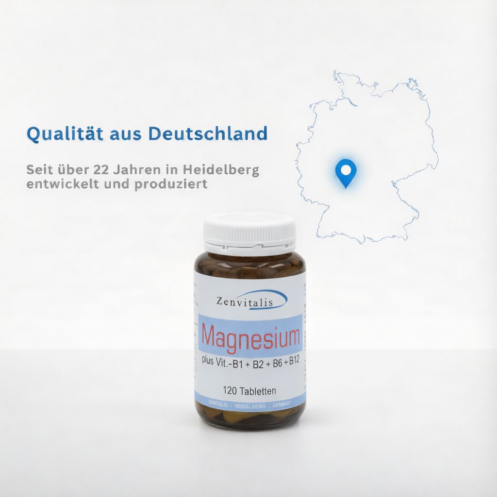 Braune Flasche mit weißem Deckel. Text: "Qualität aus Deutschland". Karte von Deutschland mit Markierung.