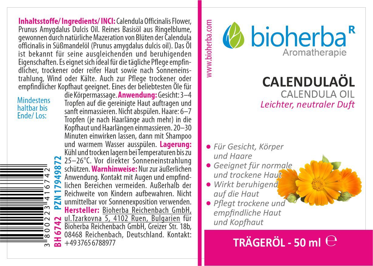 Bioherba Calendulaöl Reines Calendula-Trägeröl