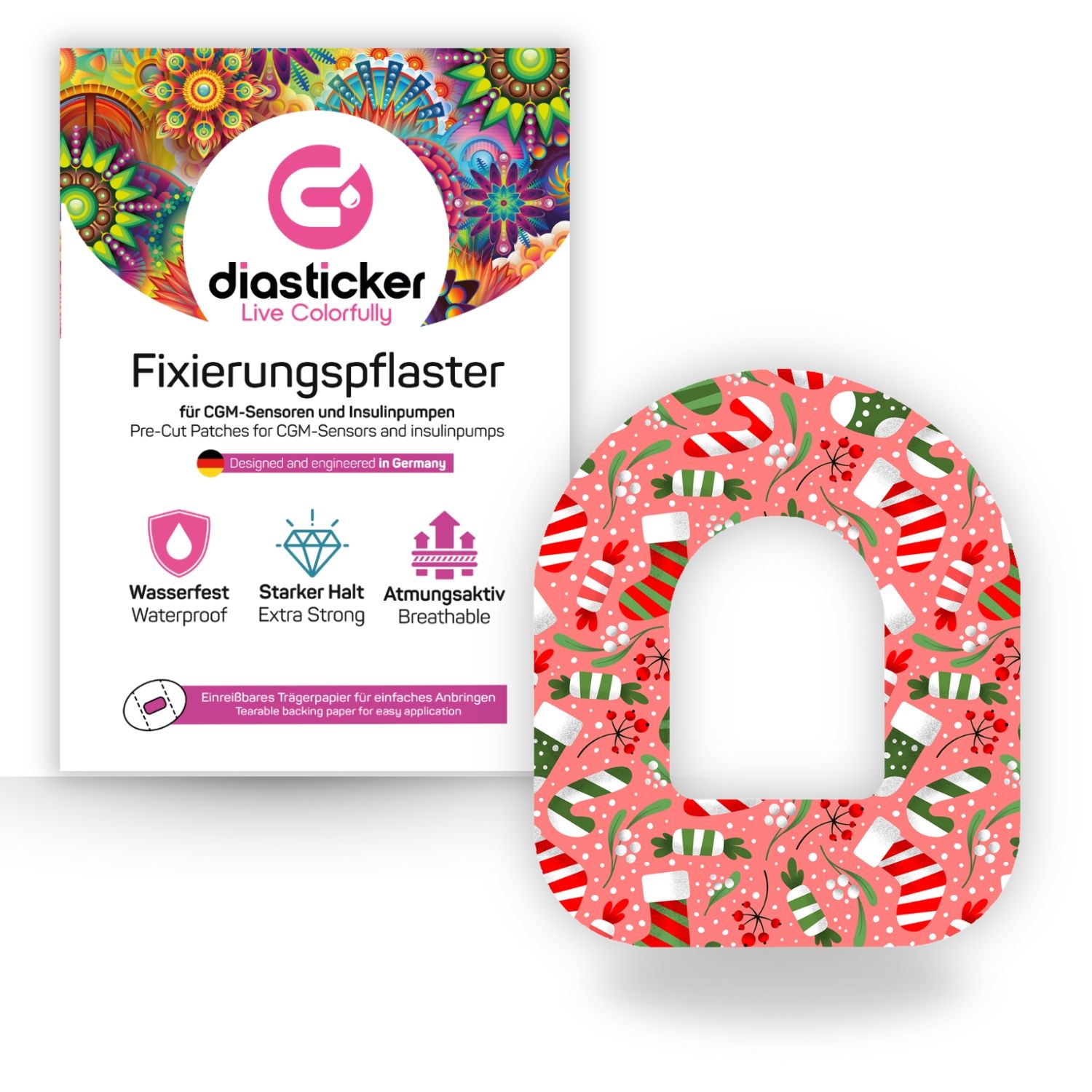 Diasticker® Omnipod Fixiertapes 'Holiday Cheer' 5 St
