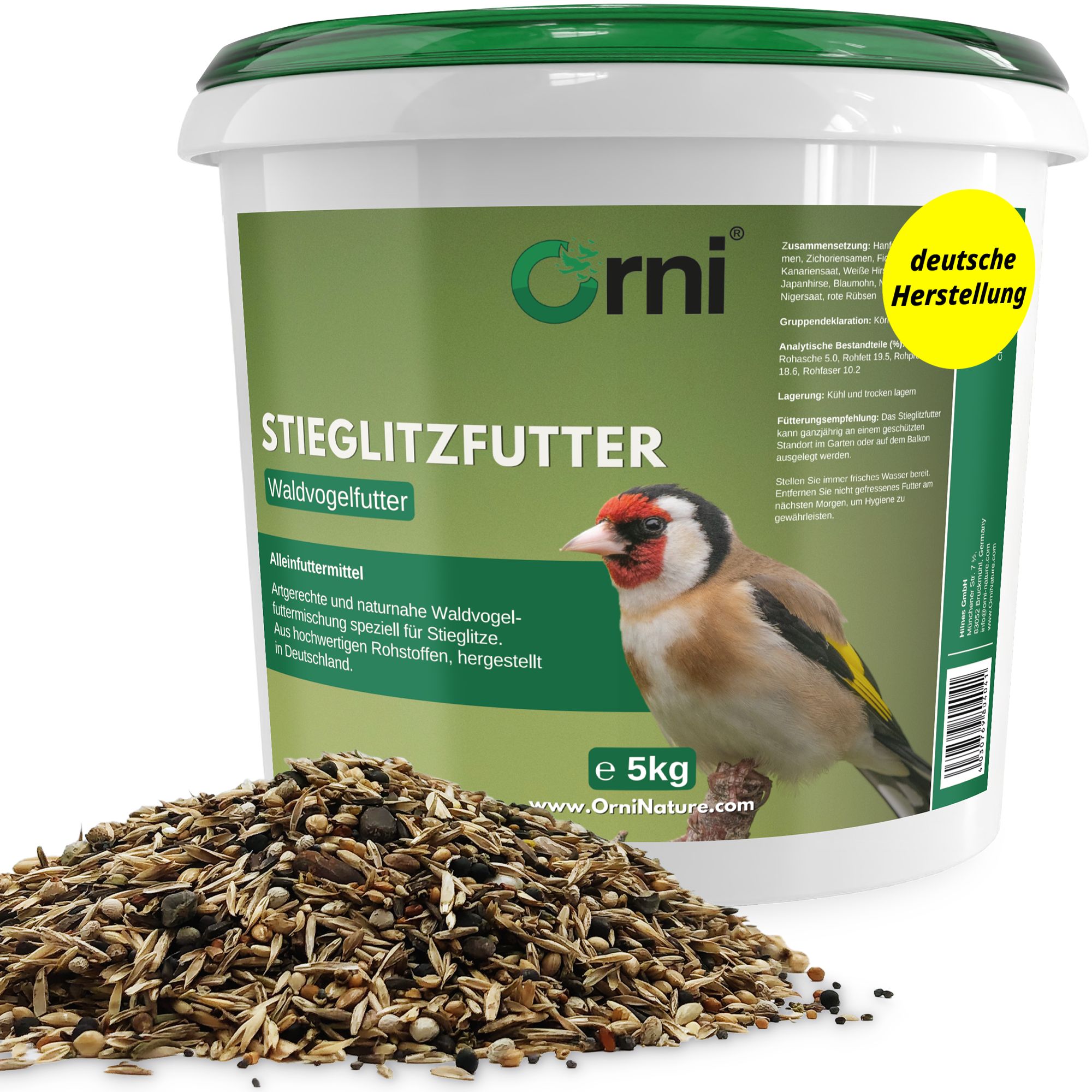 Orni Stieglitz Super I schmackhaftes Wildvogelfutter für Stieglitze wertvolle Saatenmischung 5 kg