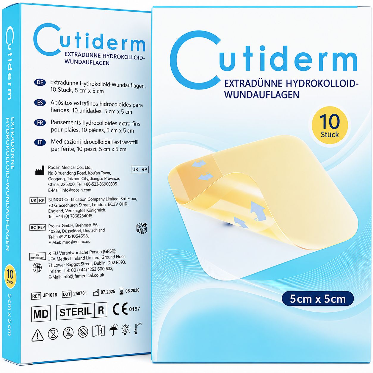 Medicazione idrocolloidale extra sottile 5 cm x 5 cm Cutiderm