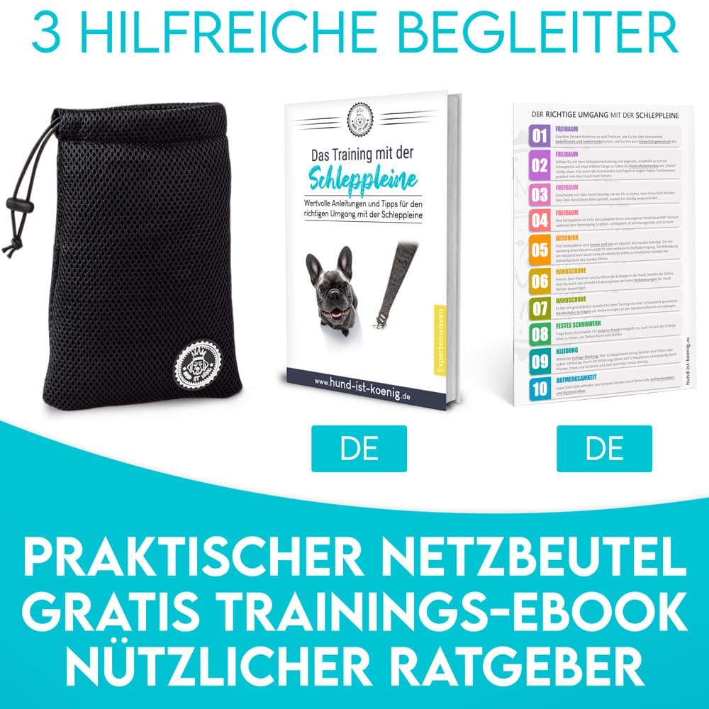HUND IST KÖNIG® 15m Hunde Schleppleine mit Sicherheitskarabiner & gepolsterter Handschlaufe