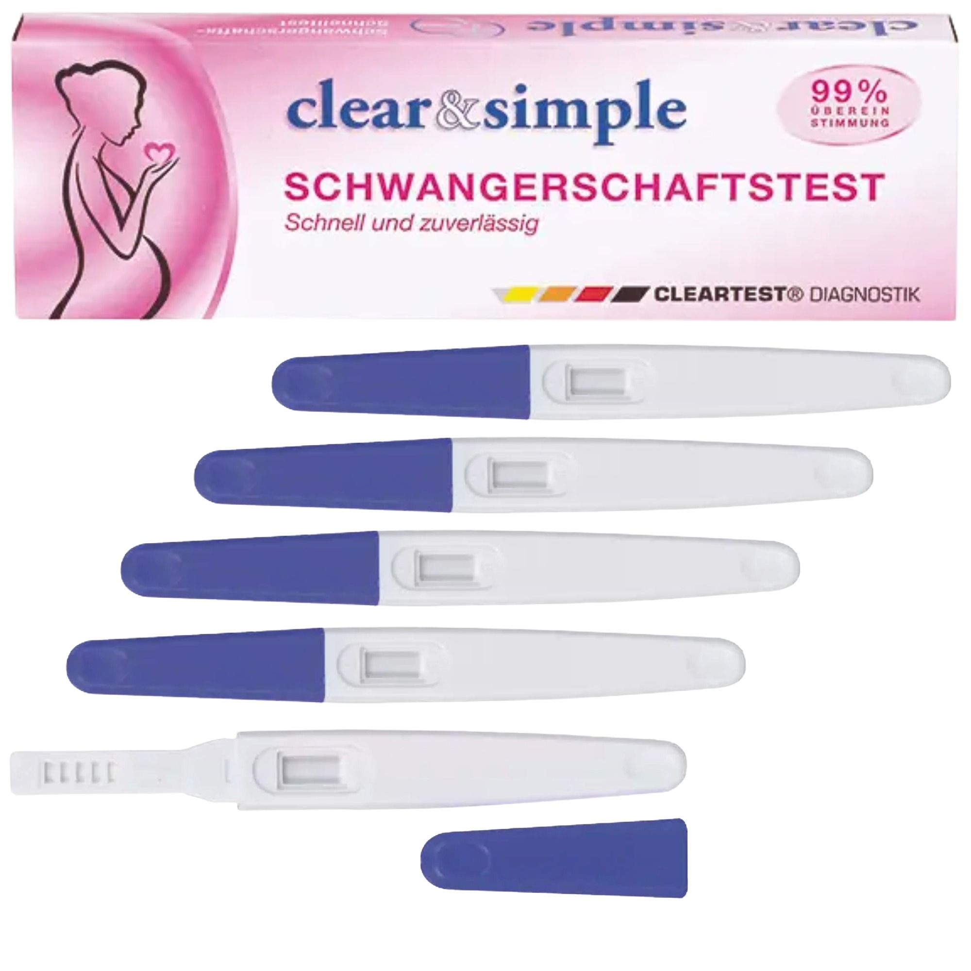 Clear & Simple Schwangerschaftstest Midstream 5 Tests St Kombipackung