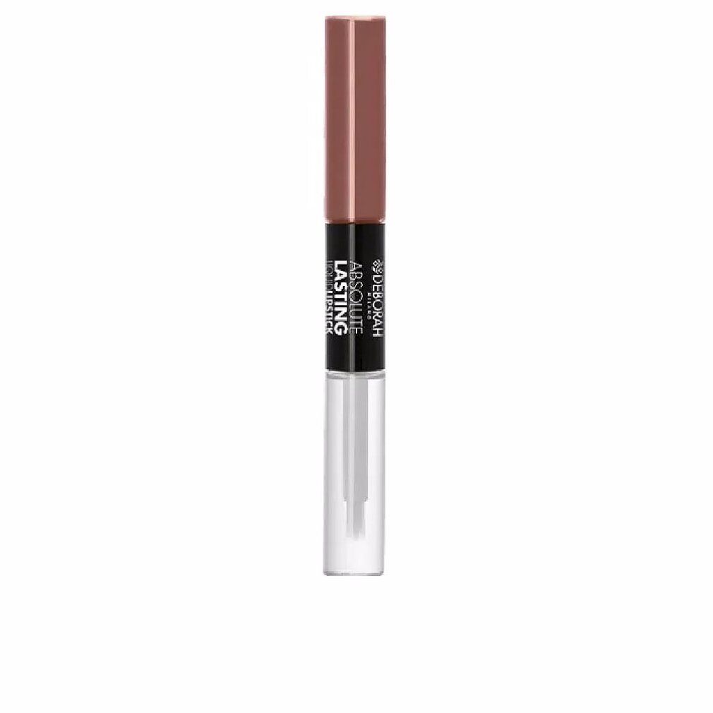 Deborah Milano Absolute Lasting Liquid Lipstick 09. Doppelendiger Lippenstift. Farbton: Braun. Schwarzer Mittelteil mit Schriftzug.