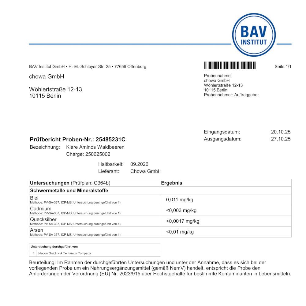 XbyX® Klare Aminos Waldbeere - Premium Aminosäuren Komplex - 8 essenzielle Aminosäuren (EAA)