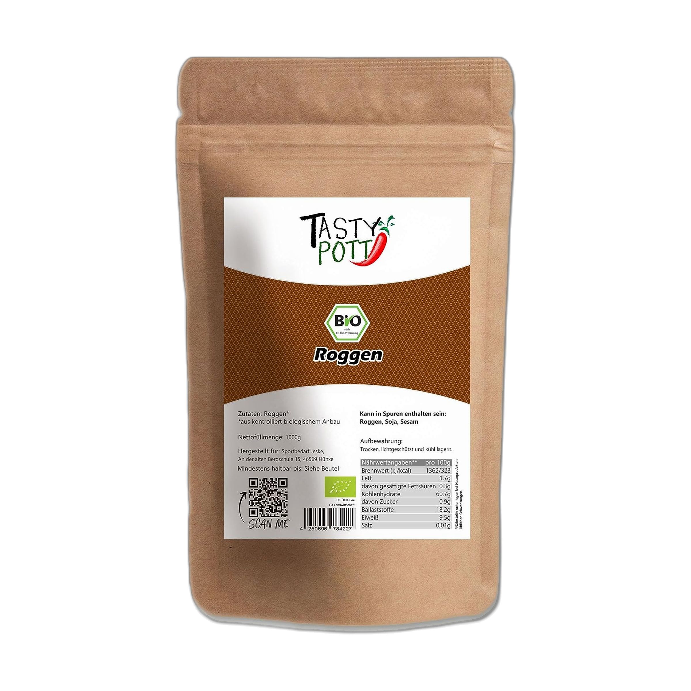 Tasty-Pott Tasty Pott Bio Roggen ganzes Korn 1000 g