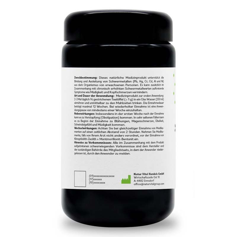 ZeoBent MED Detox-Pulver ultrafein im Miron Violettglas