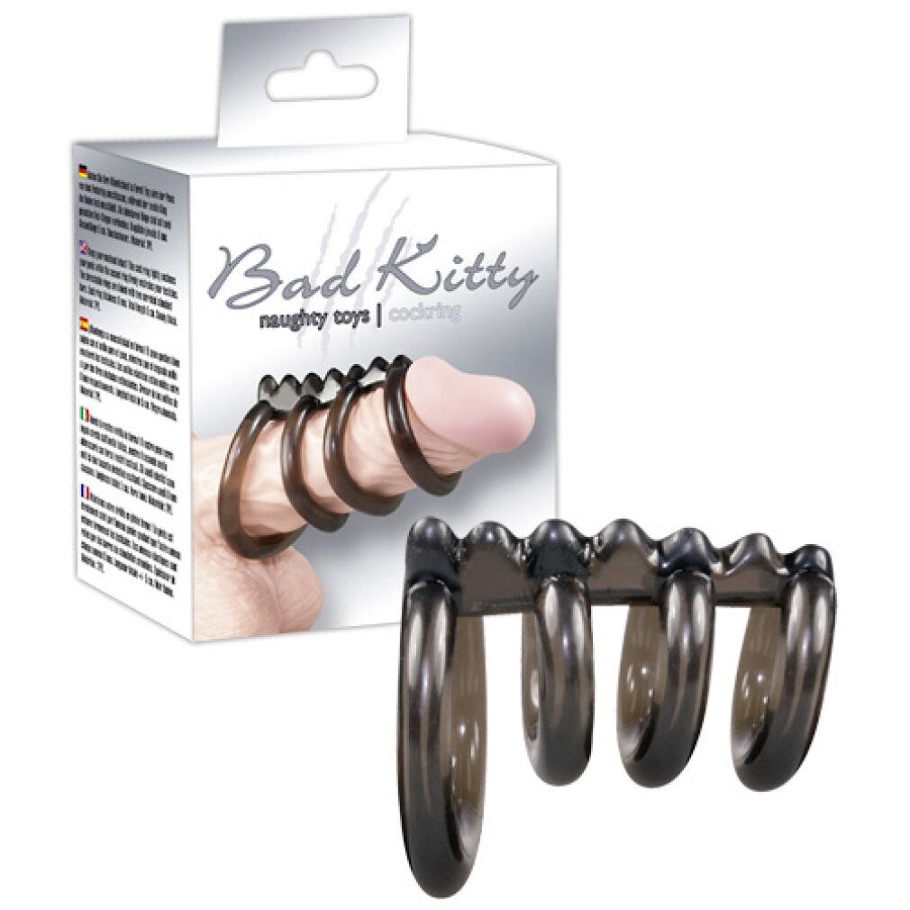 Penisring-Set, Penis-Hodenring, 4er | Für intensive Stimulation | Bad Kitty