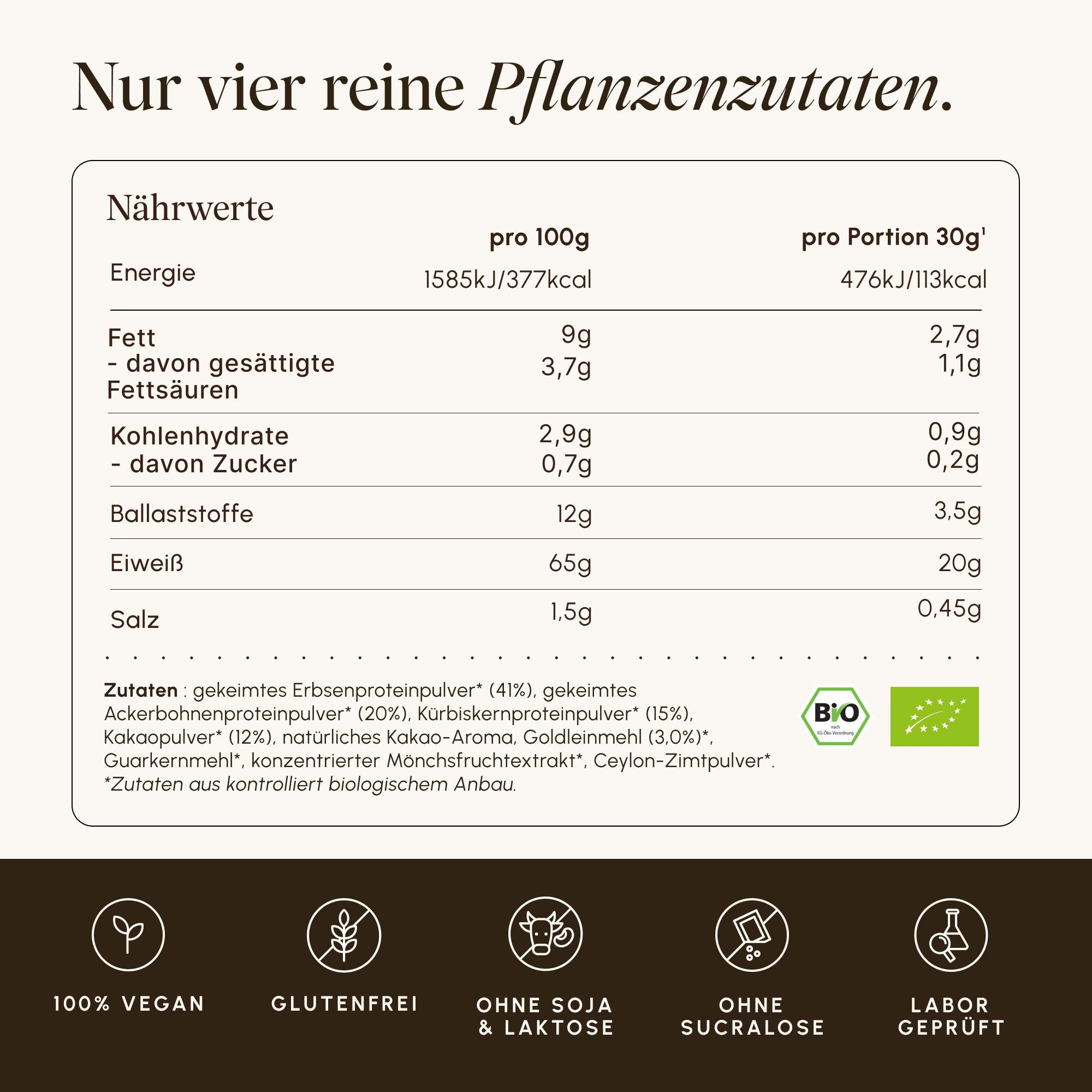 Zubereitung eines Kakaoprotein-Shakes mit VETAIN Pulver.