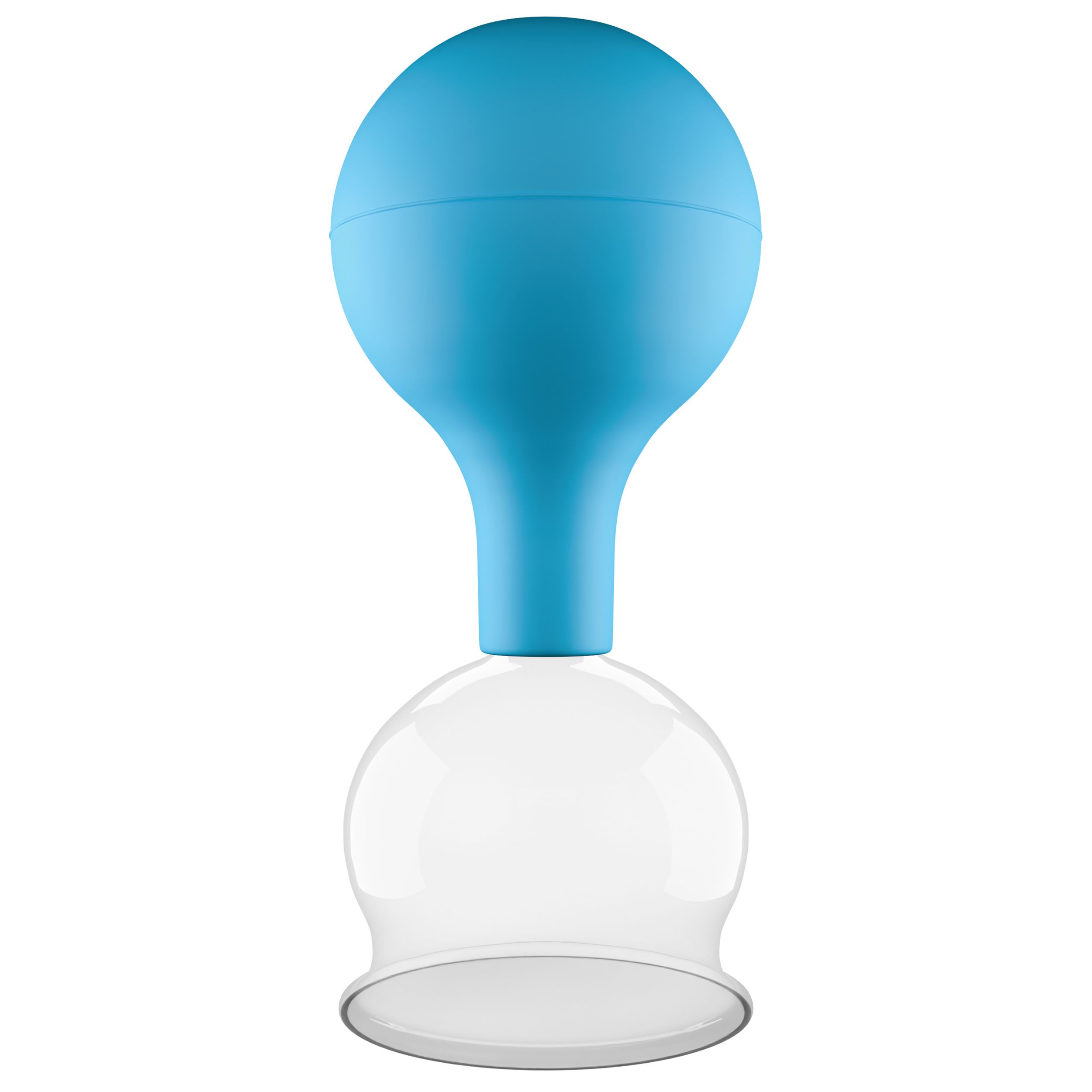 Pulox Schröpfglas aus Echtglas mit Saugball - 52mm in Blau
