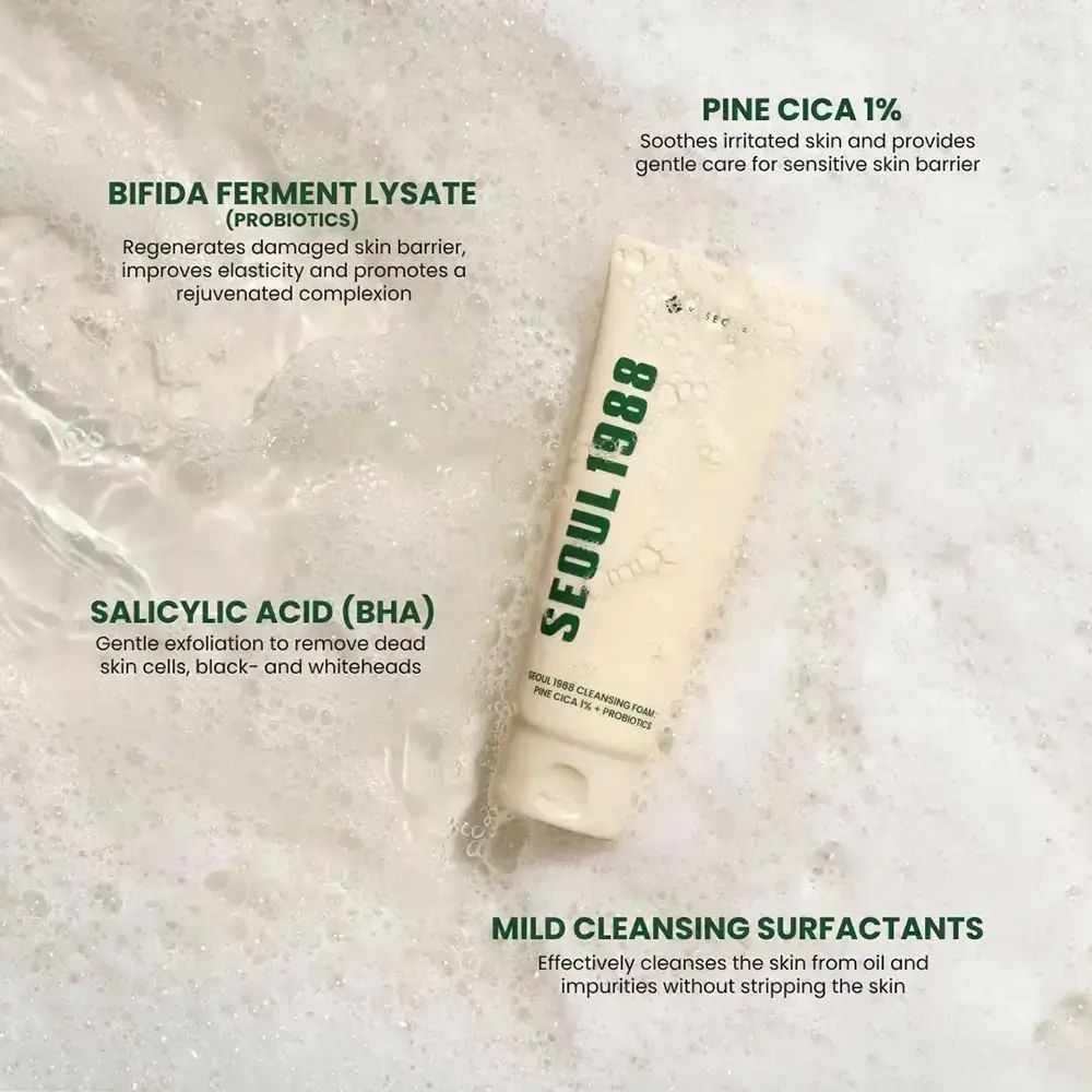 K-SECRET Seoul 1988 Cleansing Foam Pine Cica 1% + Probiotics Gesichtsreiniger