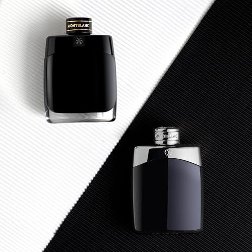 Zwei schwarze Flakons mit goldfarbenen Deckeln. Auf den Deckeln steht MONTBLANC. Hintergrund: schwarz-weiß.