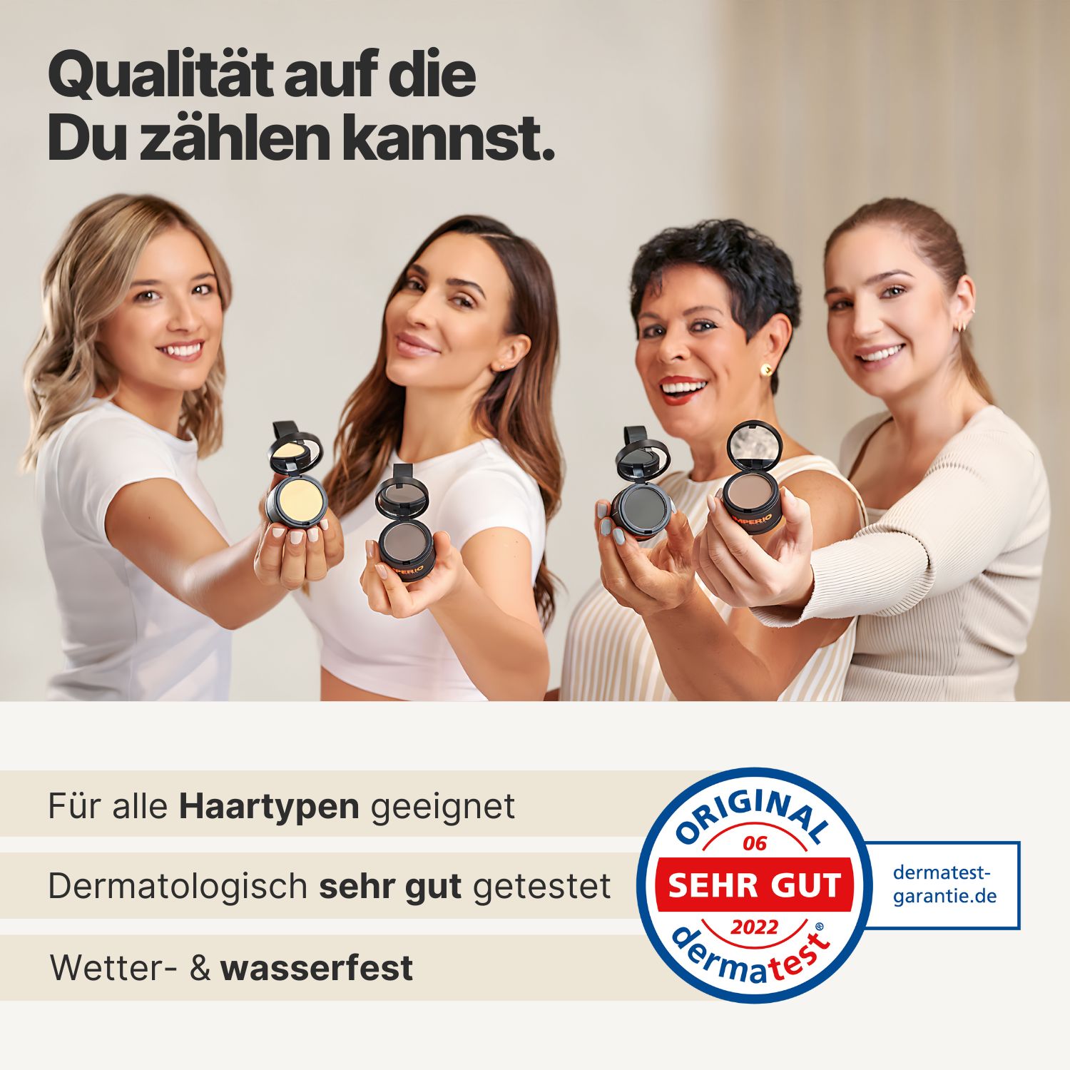 IMPERIO® Ansatzpuder - kaschiert herauswachsende Ansätze & kahle Stellen im Haar