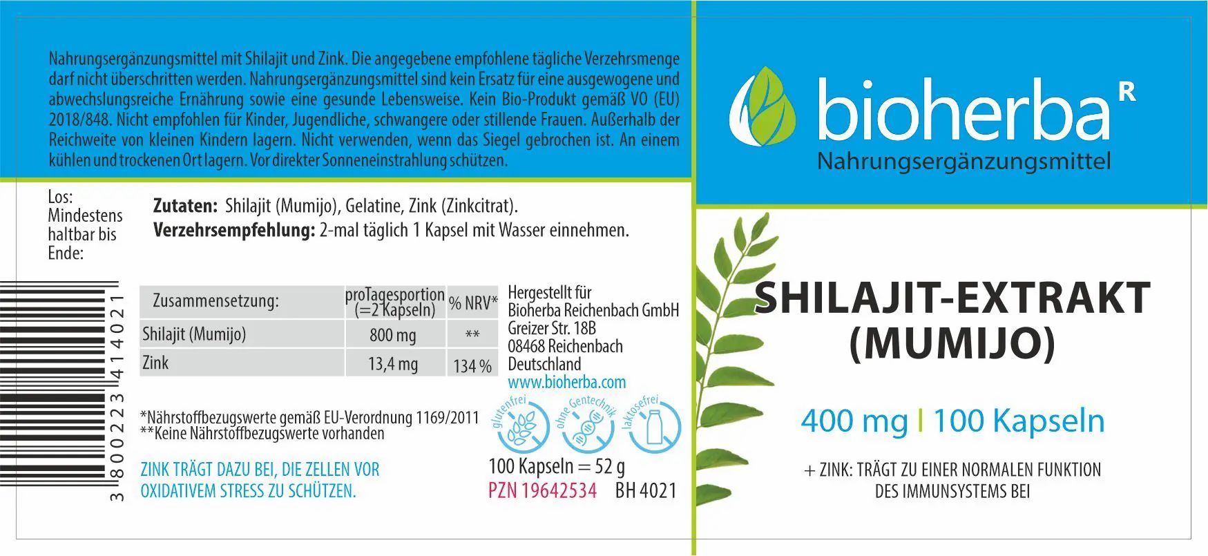 Bioherba Shilajit-Extrakt (Mumijo) Kapseln