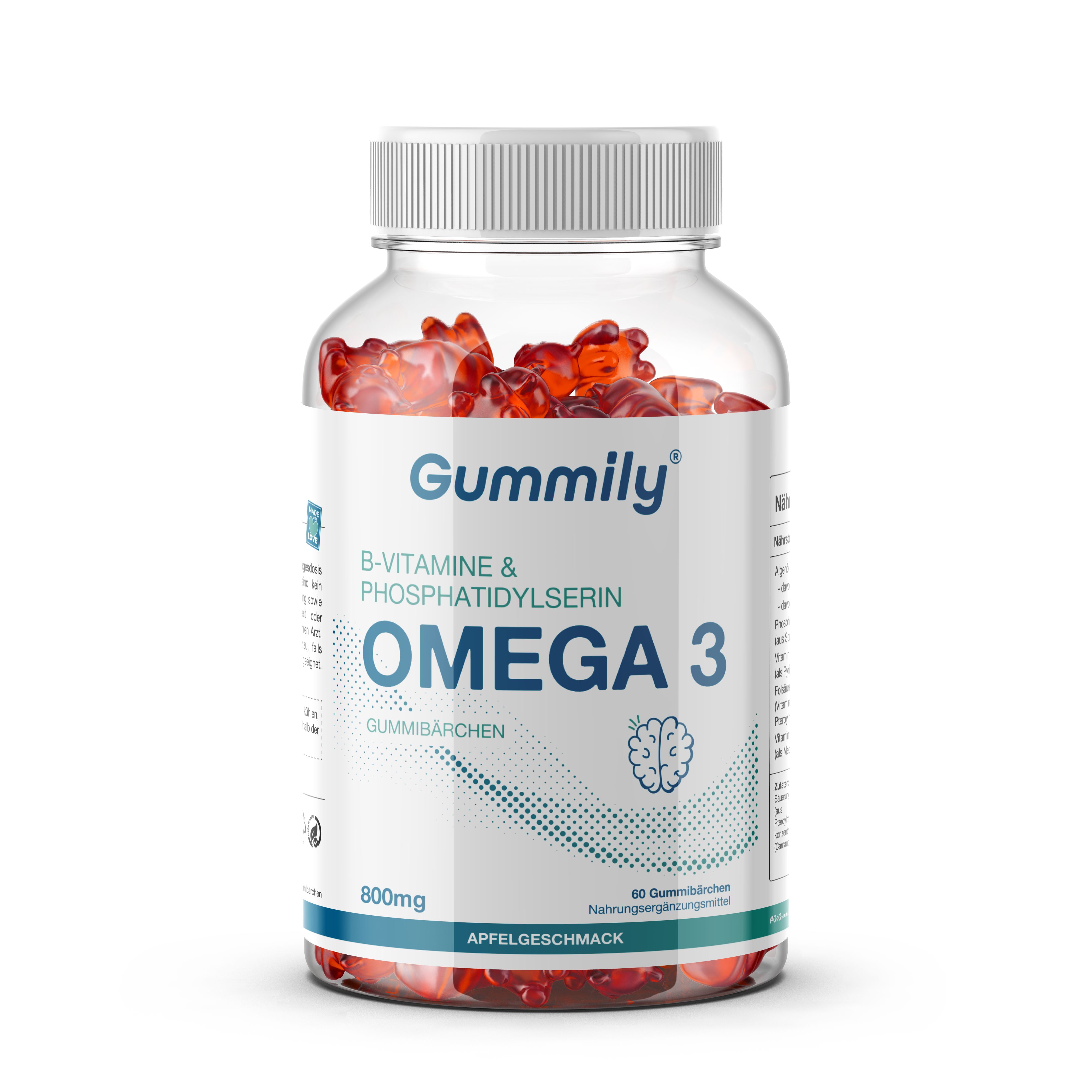 Gummily® Omega-3 DHA EPA - Vitamin B Komplex & phosphatidylserine Laborgeprüft 60 St Gummibärchen