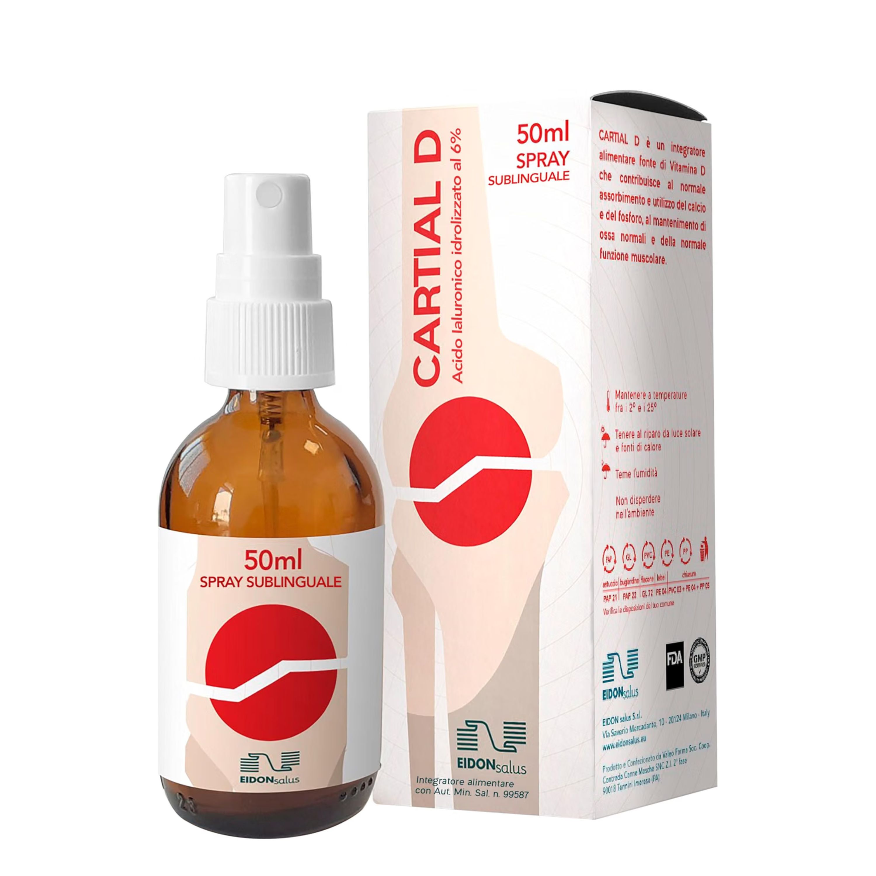 CARTIAL D Acido Ialuronico Sublinguale con Vitamina D3- Supporto Articolazioni- EIDON salus