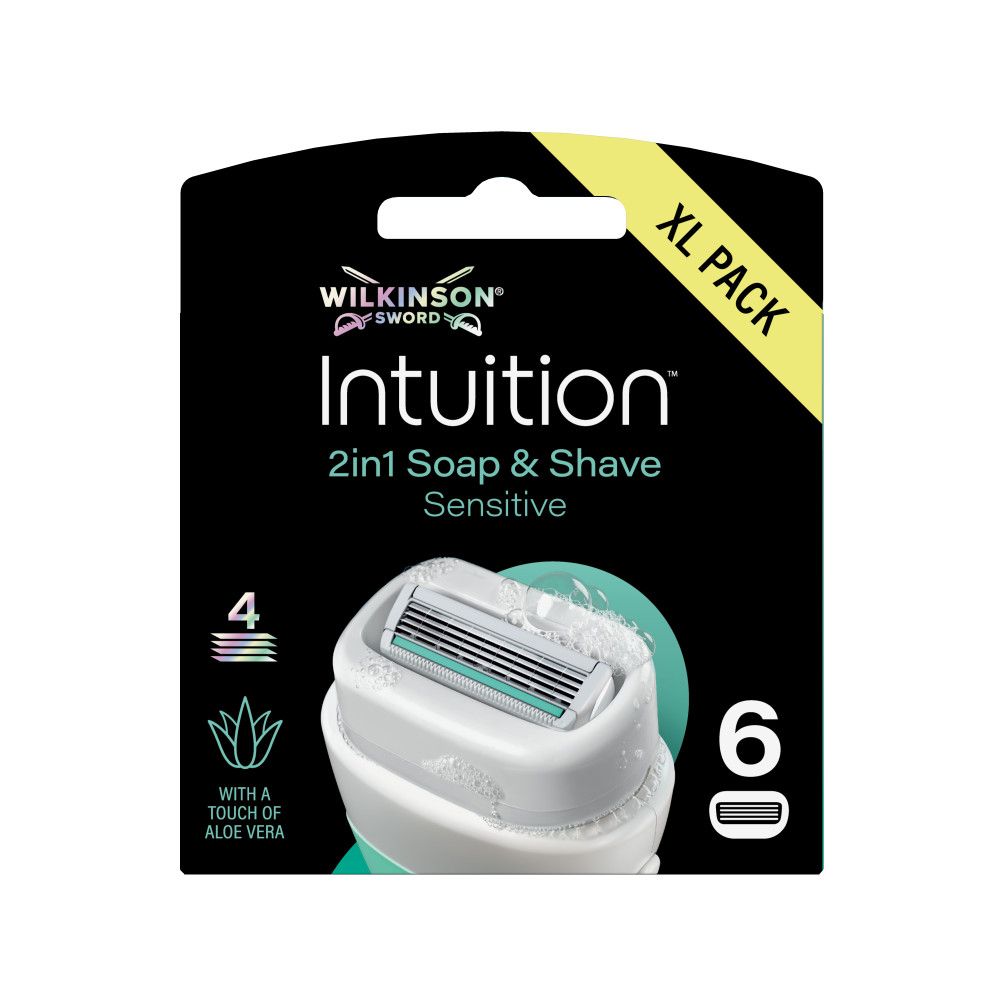Verpackung mit 6 Wilkinson Sword Intuition Rasierklingen.