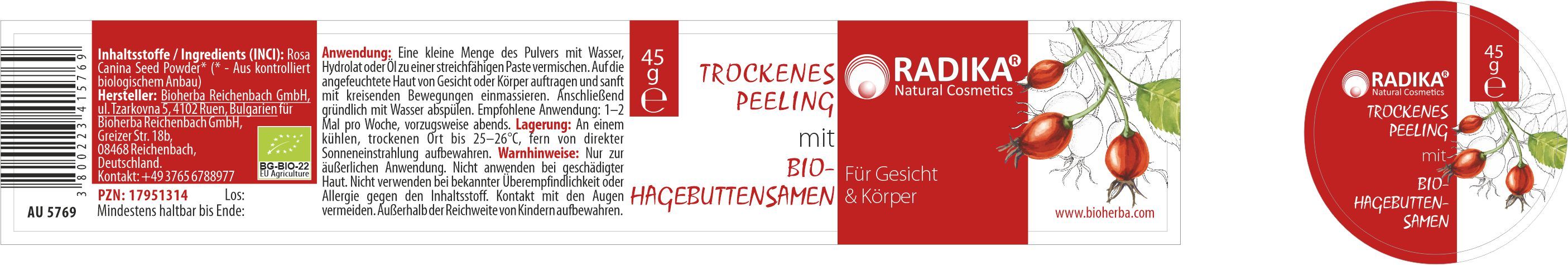 Bioherba Trockenes Peeling mit Bio-Hagebuttensamen