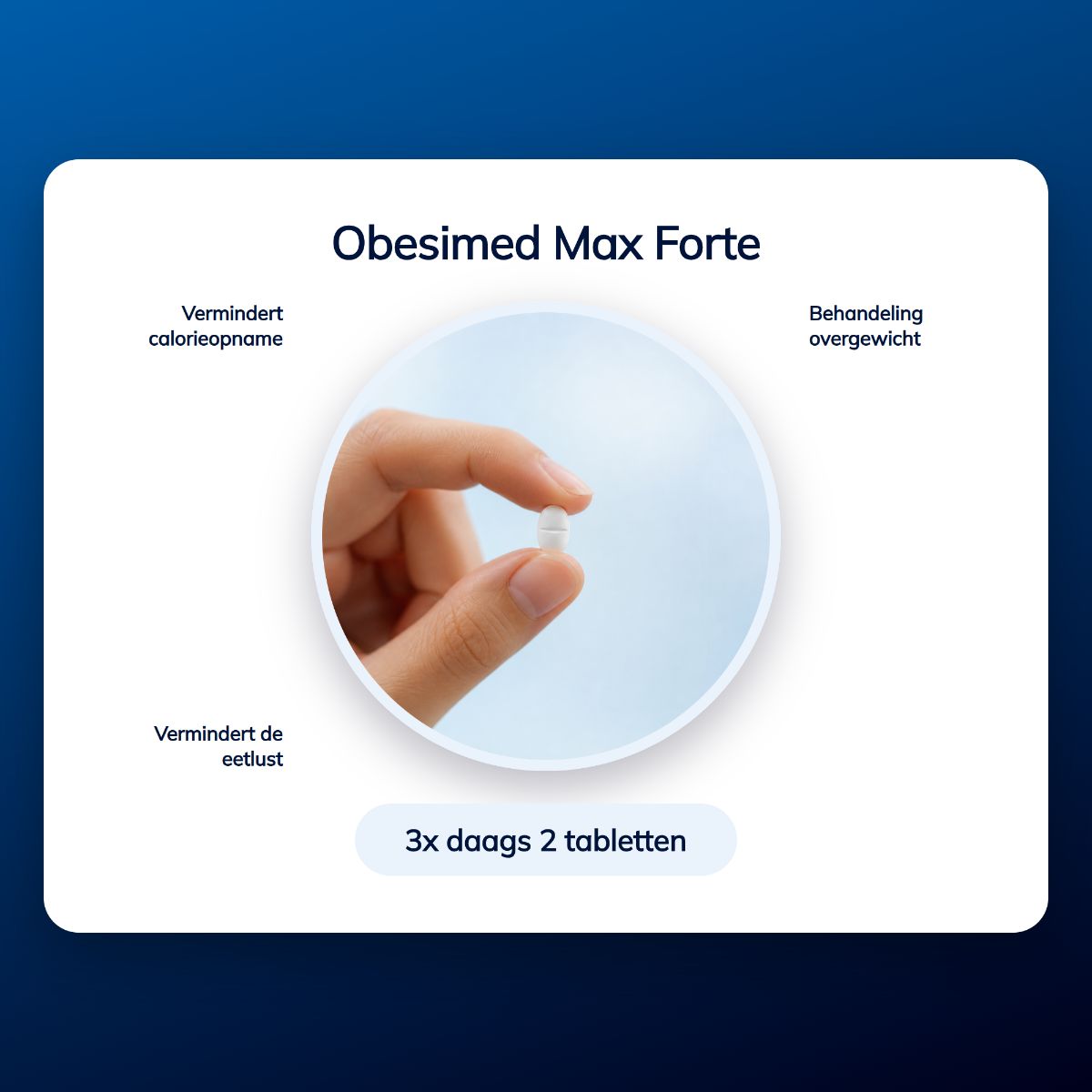 Hand hält eine Obesimed Max Forte Tablette.