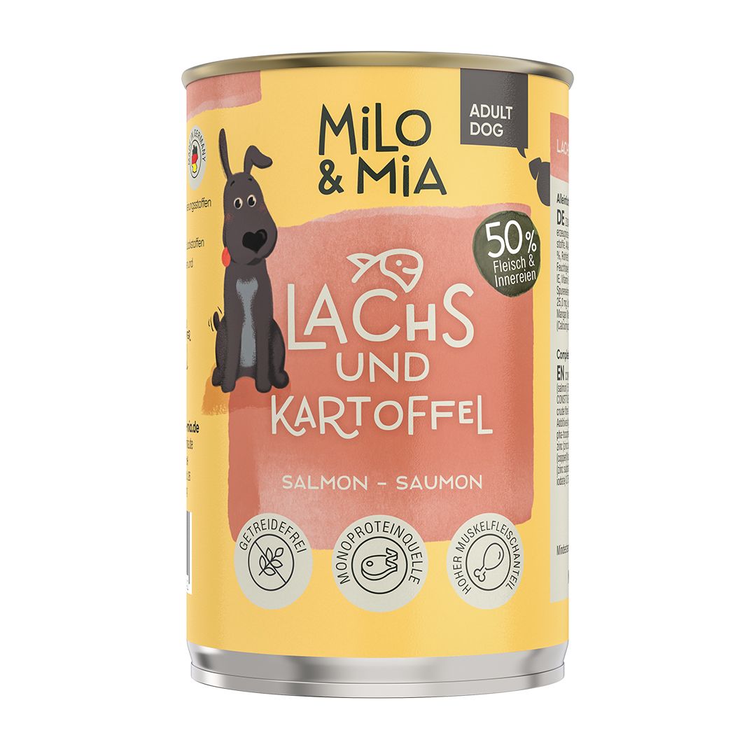 Milo & Mia - Premium Nassfutter für Hunde - Lachs & Kartoffel