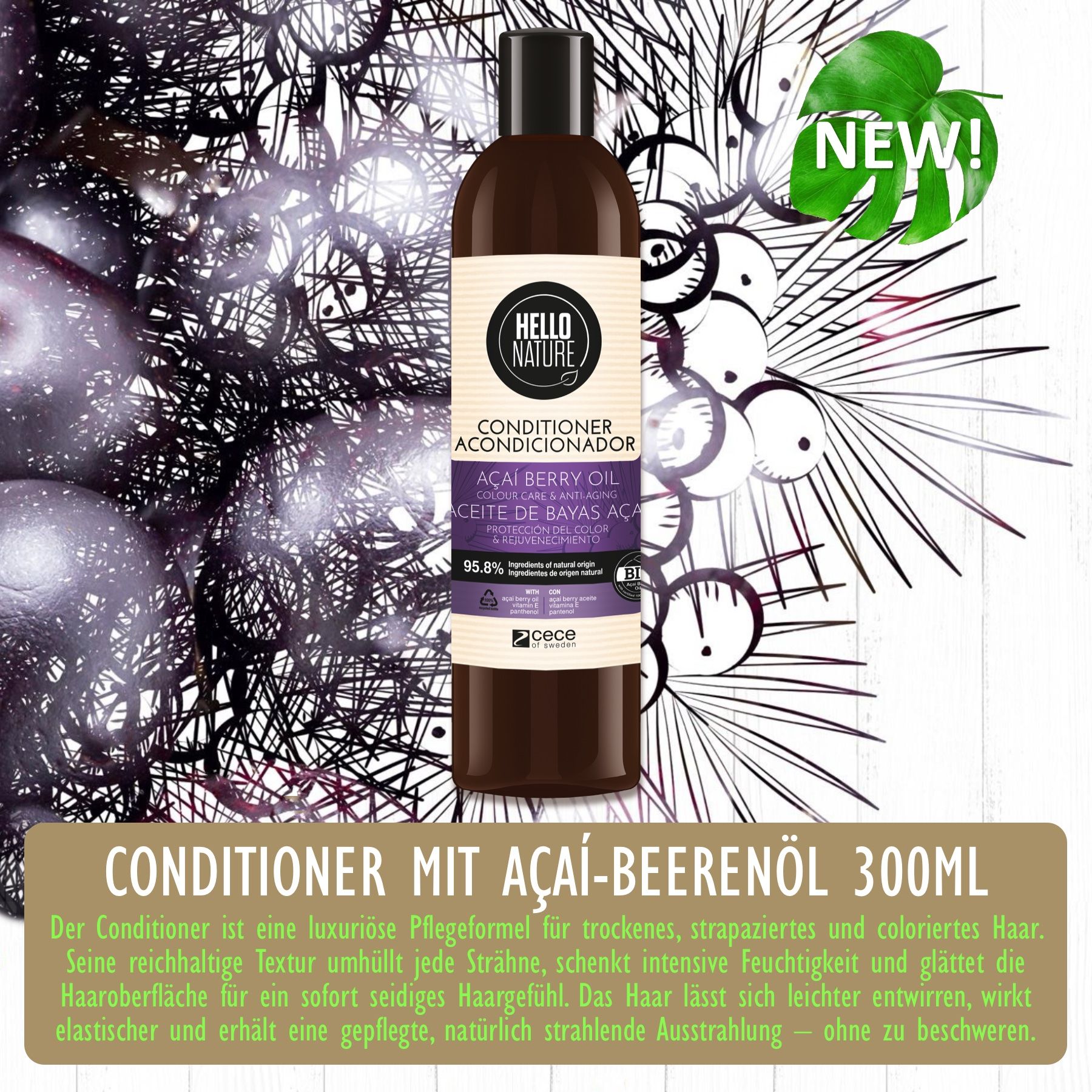 Hello Nature Haarspülung mit Acai Beere für Haarpflege Regeneration