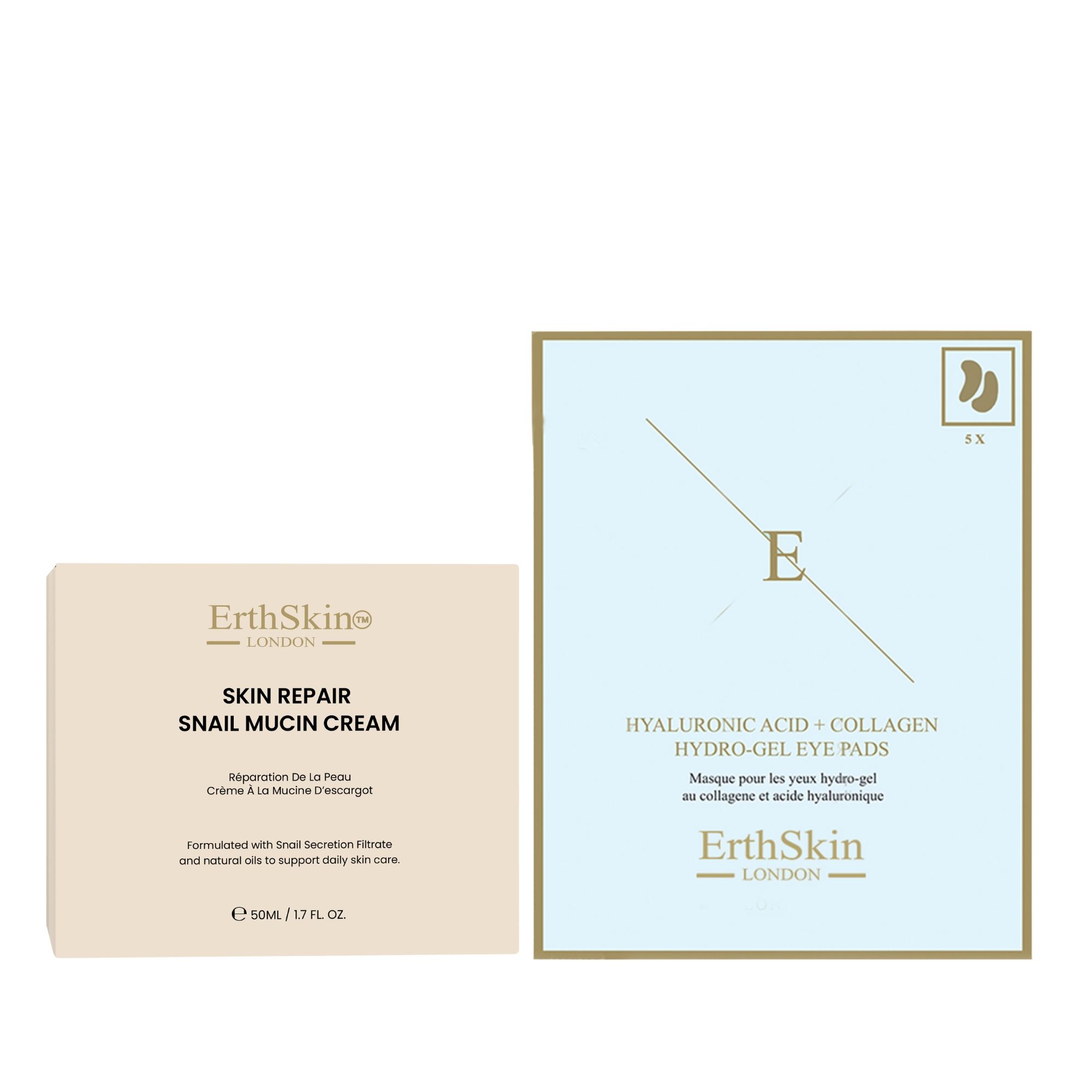 ErthSkin London Hautregenerierende Schneckencreme + Kollagen-Augenpads 50 ml
