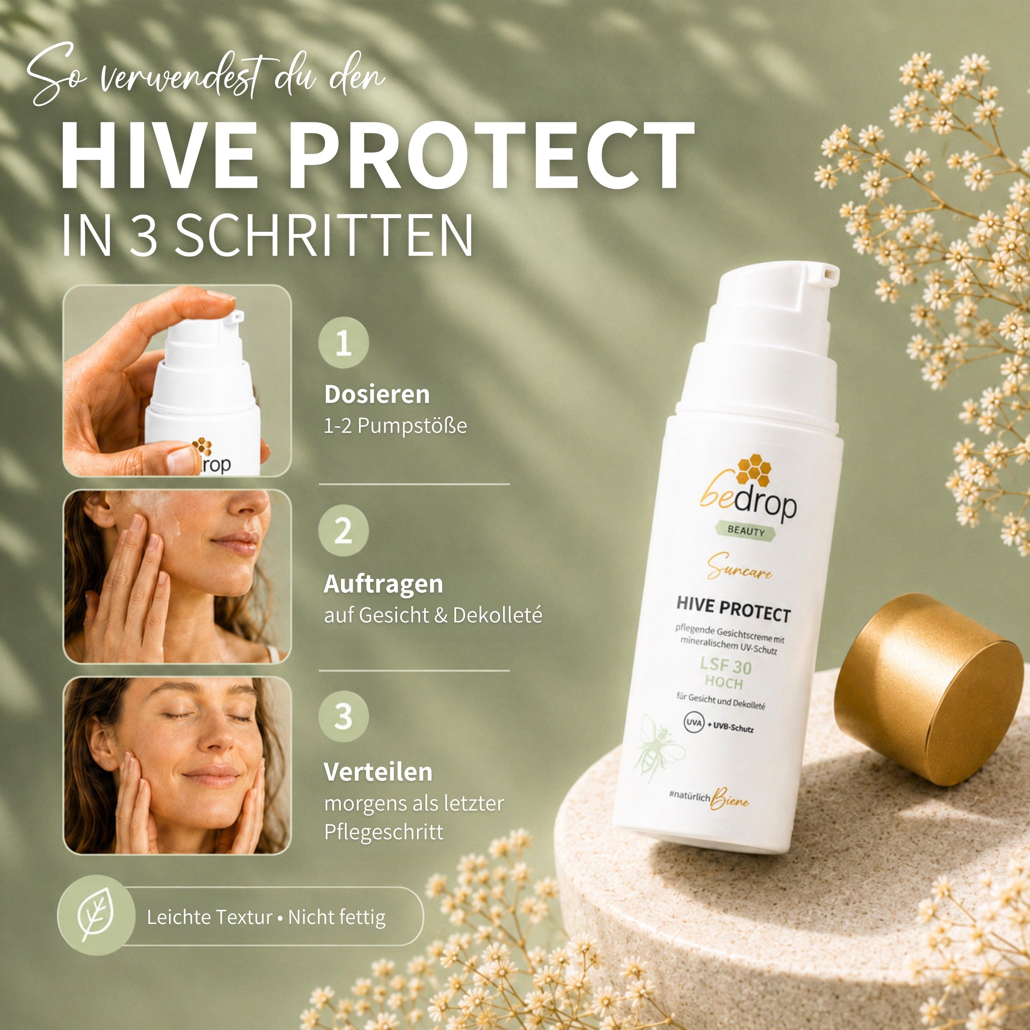 HIVE PROTECT LSF 30 - Sonnencreme für Gesicht & Dekolleté mit mineralischem UVA & UVB-Schutz