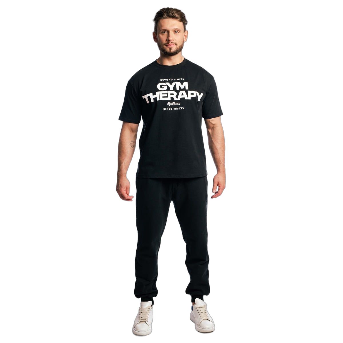 GymBeam T-Shirt Herren Gym Therapy oversized mit Kurzarm in Schwarz
