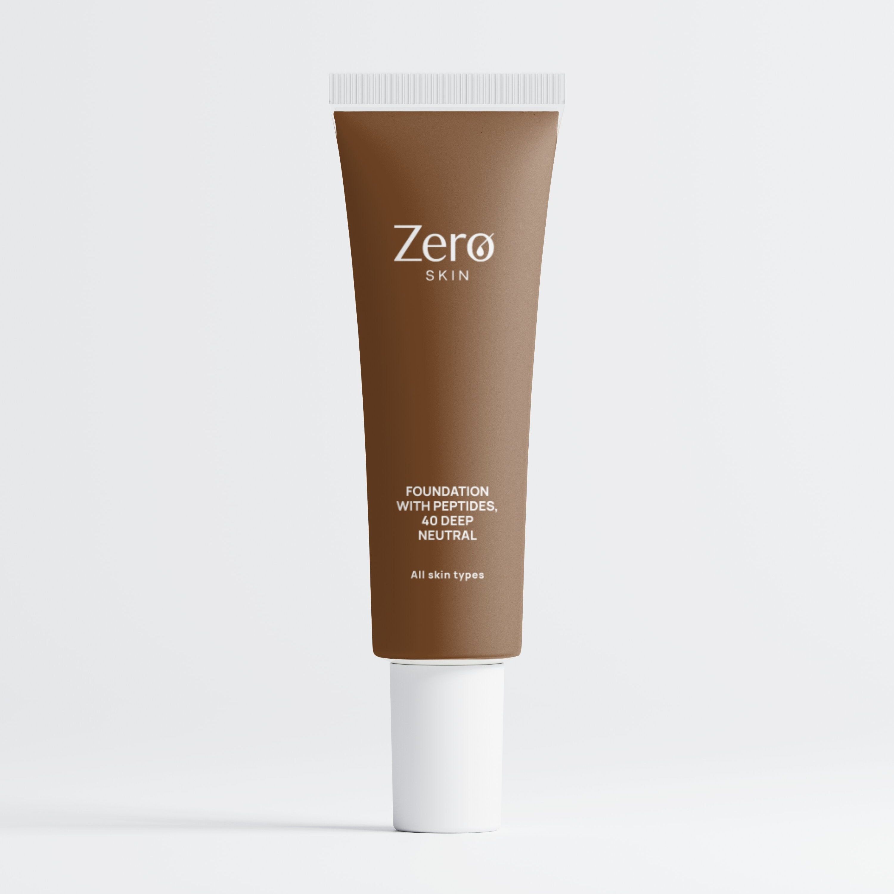 Zero Skin Foundation mit Peptiden, 40 Deep Neutral - hautpflegende Formel mit Hyaluronsäure