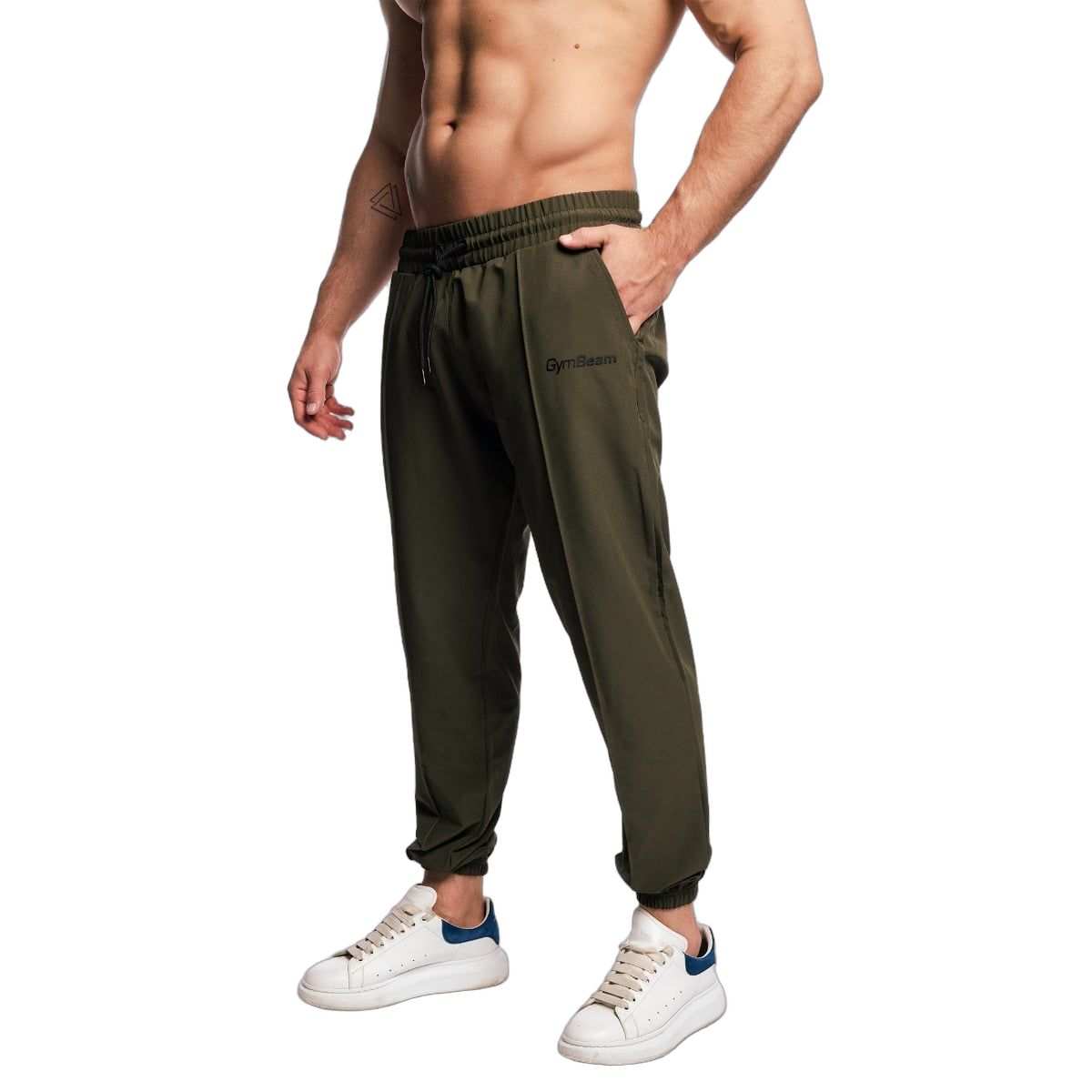 GymBeam Hose Herren regular Jogger mit Kordelzug Olive ARC